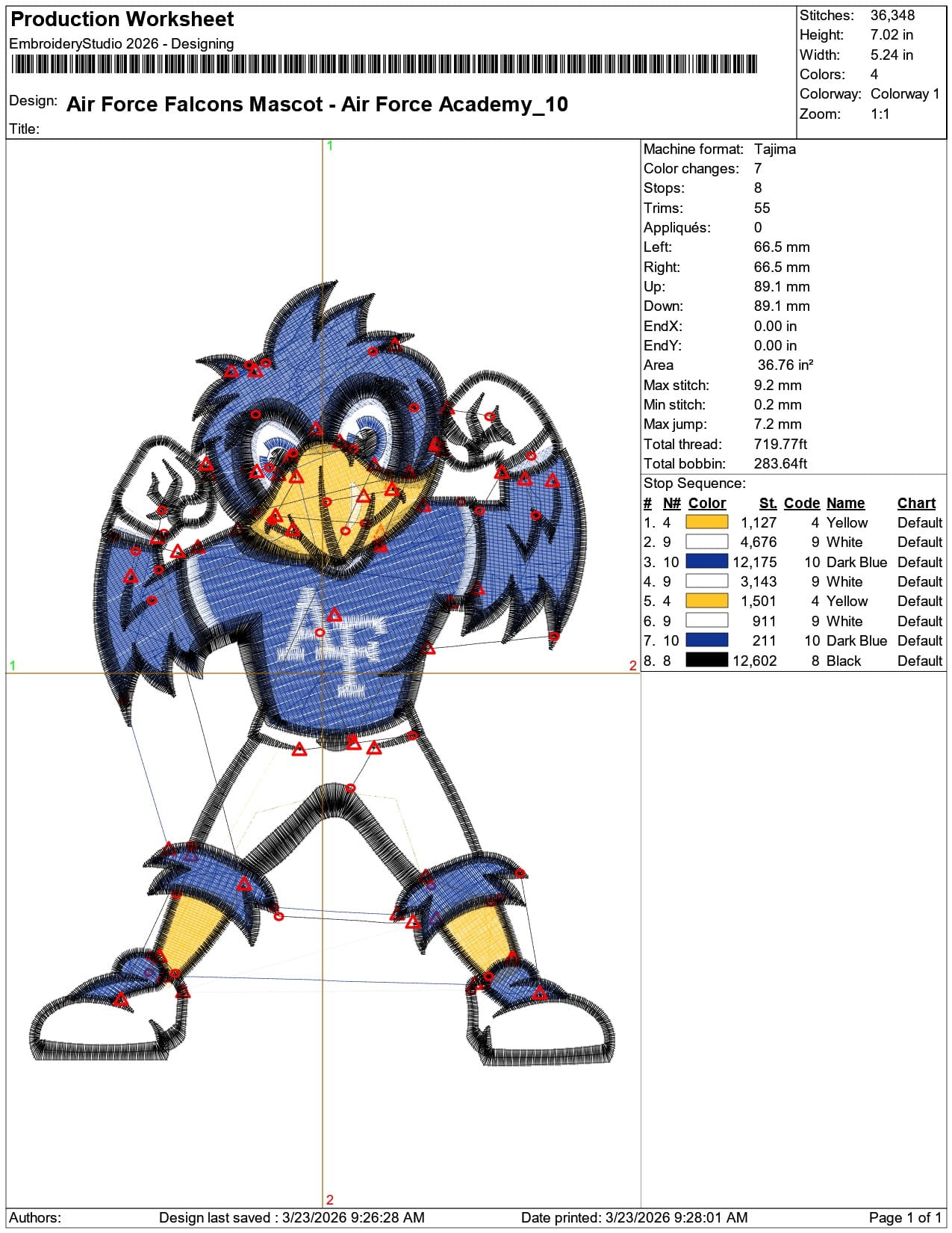 Air Force Falcons Mascot Air Force Academy    - Elegant embroidery design file-instant download — view 3