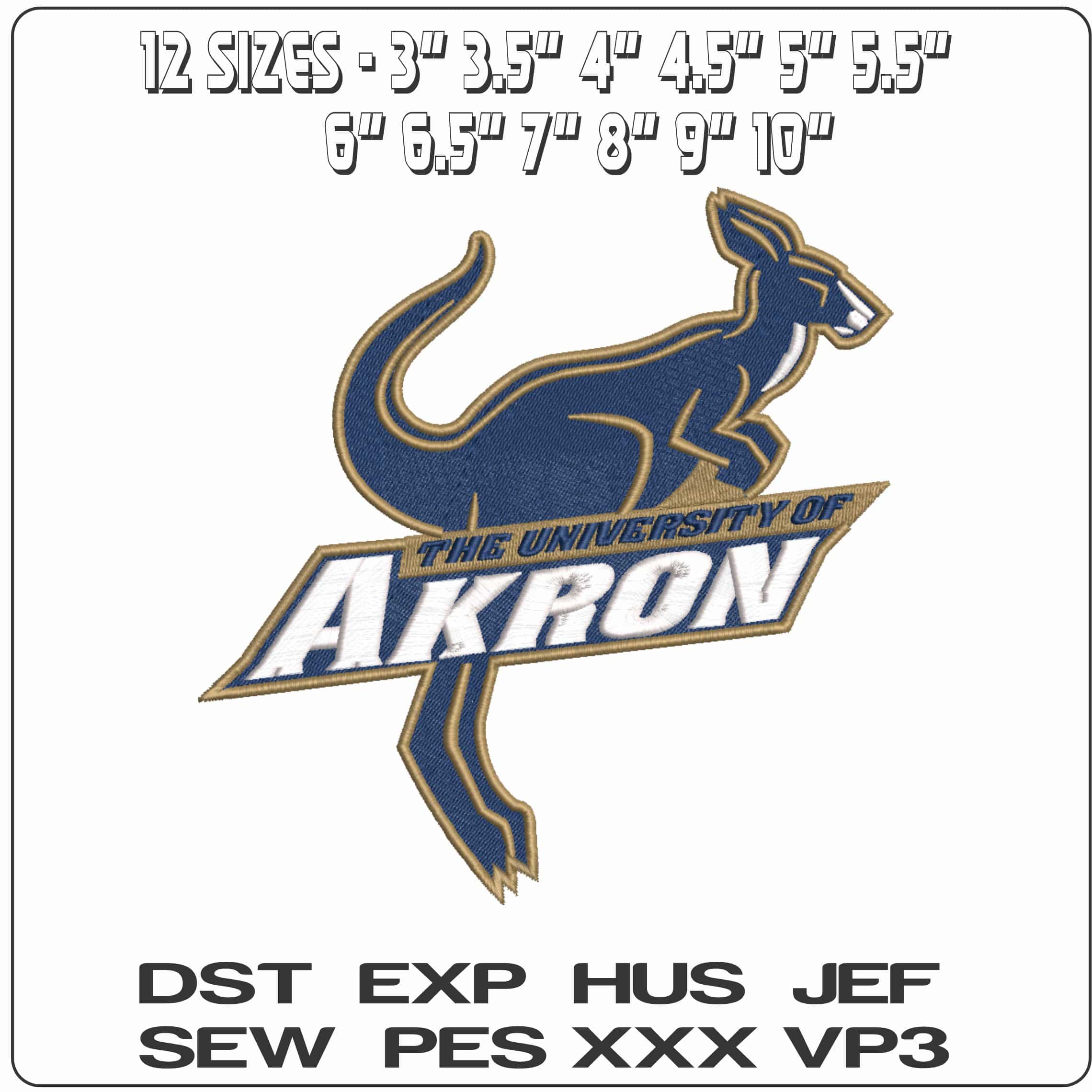 Akron Zip 2002 to 2008 University of Akron    - Elegant embroidery design file-instant download — view 2