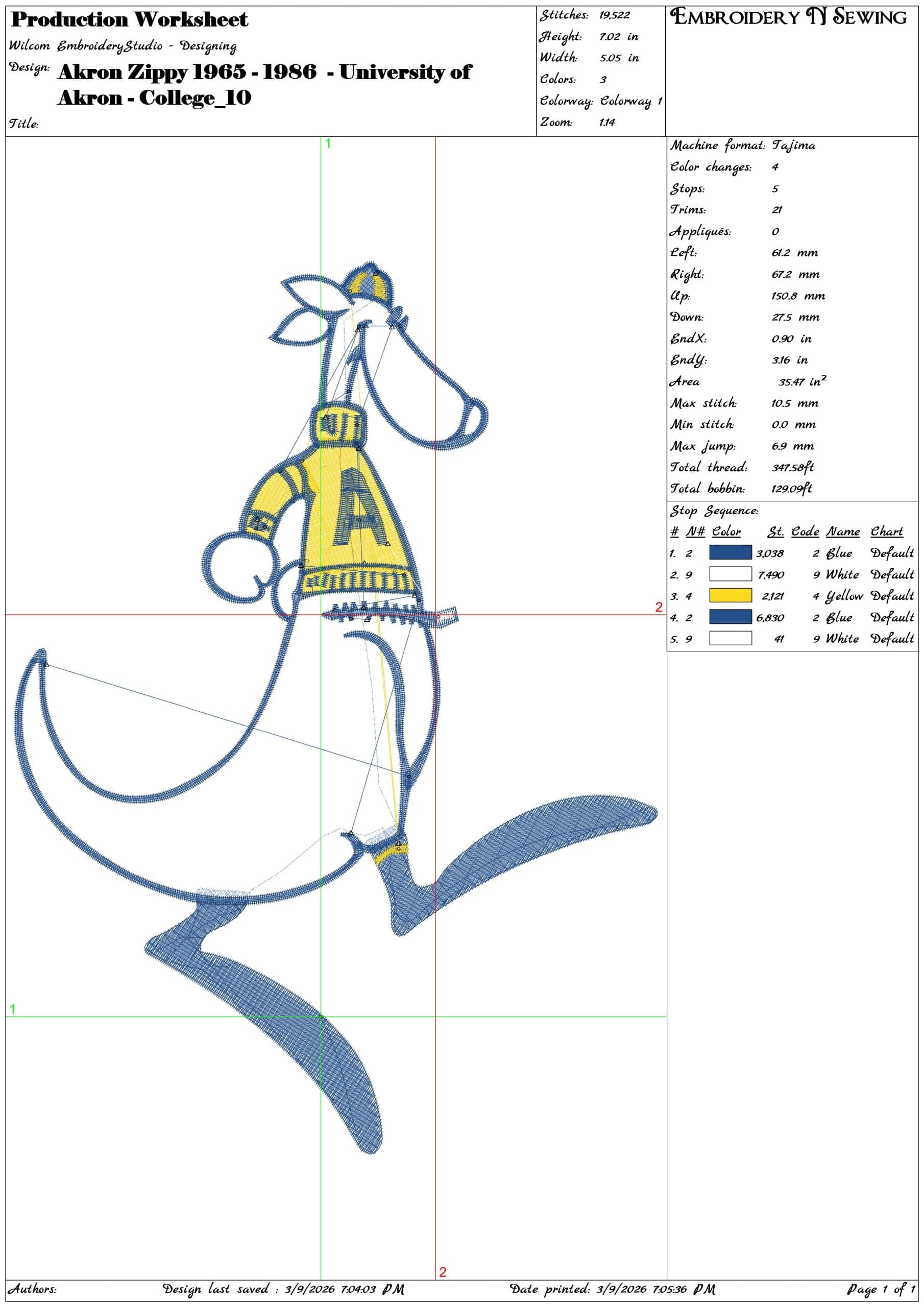 Akron Zippy 1965 1986 University of Akron College    - Elegant embroidery design file-instant download — view 3