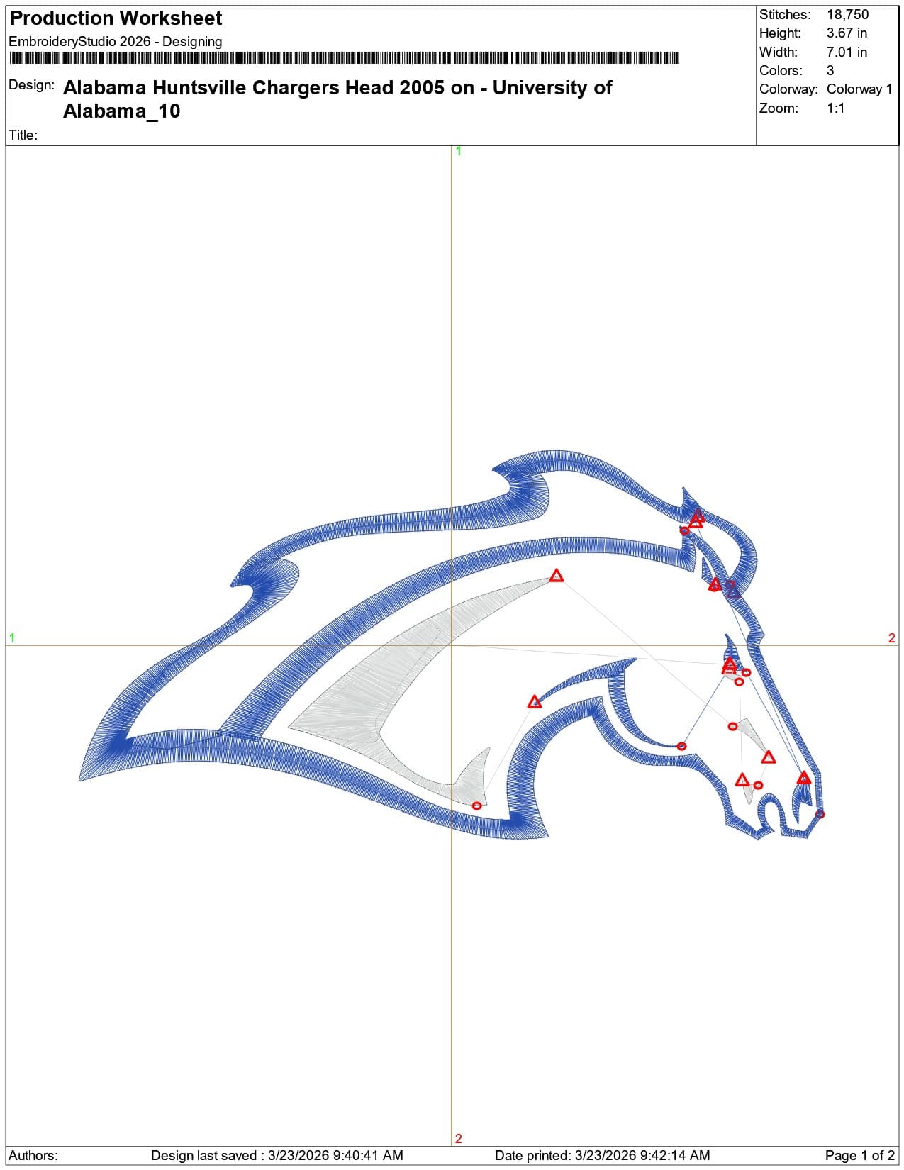 Alabama Huntsville Chargers Head 2005 on University of Alabama    - Elegant embroidery design file-instant download — view 3