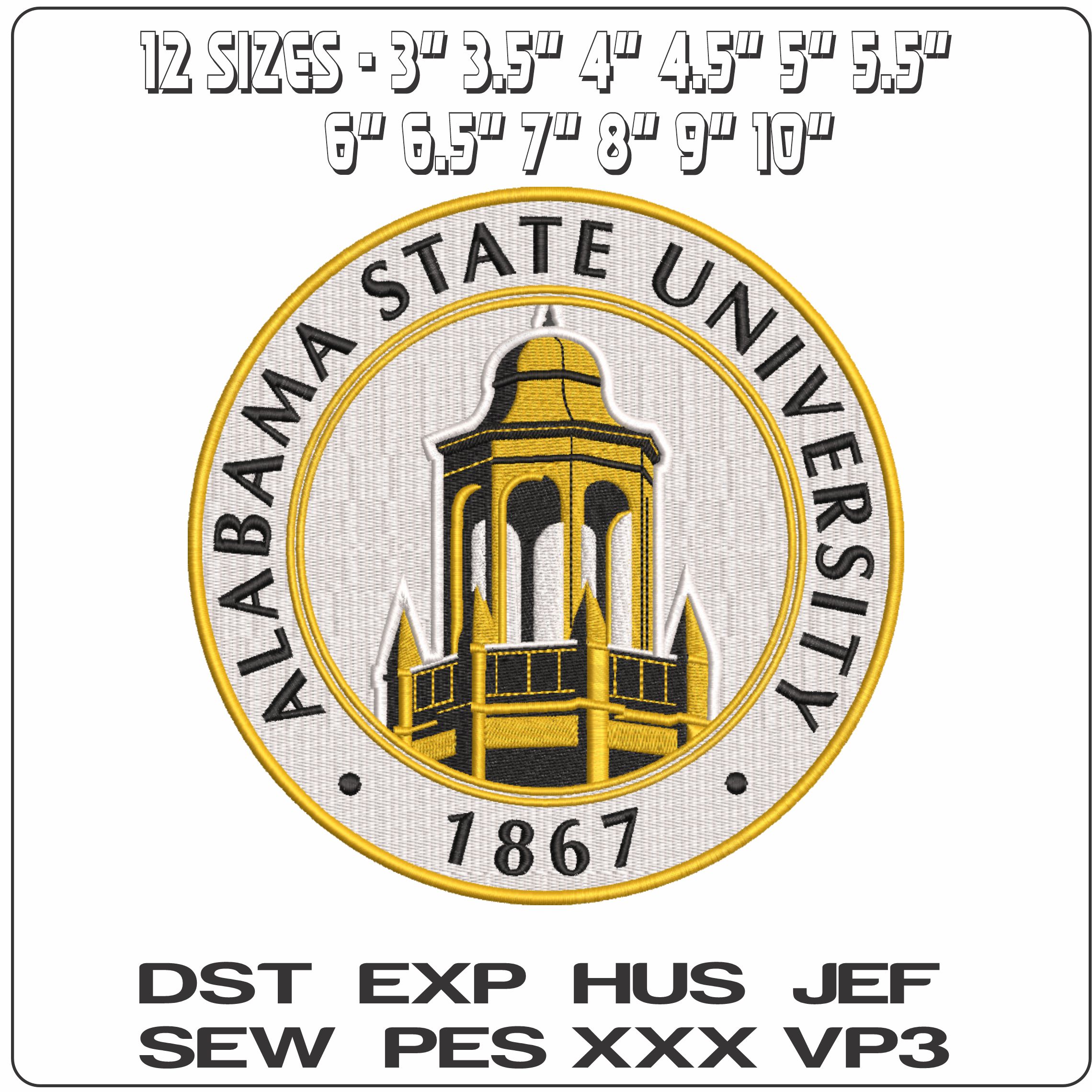 Alabama State Hornets emblem Alabama State University    - Elegant embroidery design file-instant download — view 2