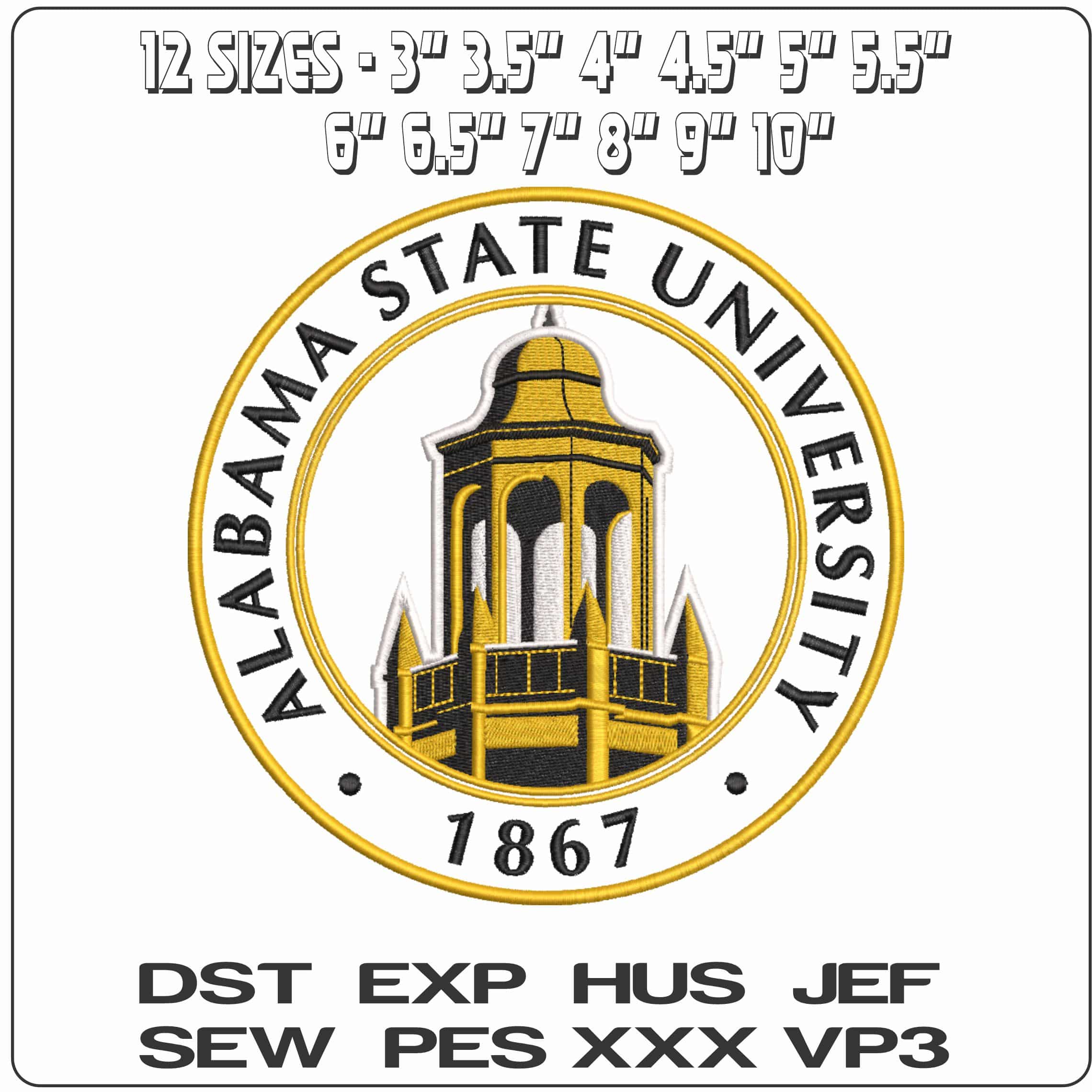 Alabama State Hornets emblem no background  University    - Elegant embroidery design file-instant download — view 2