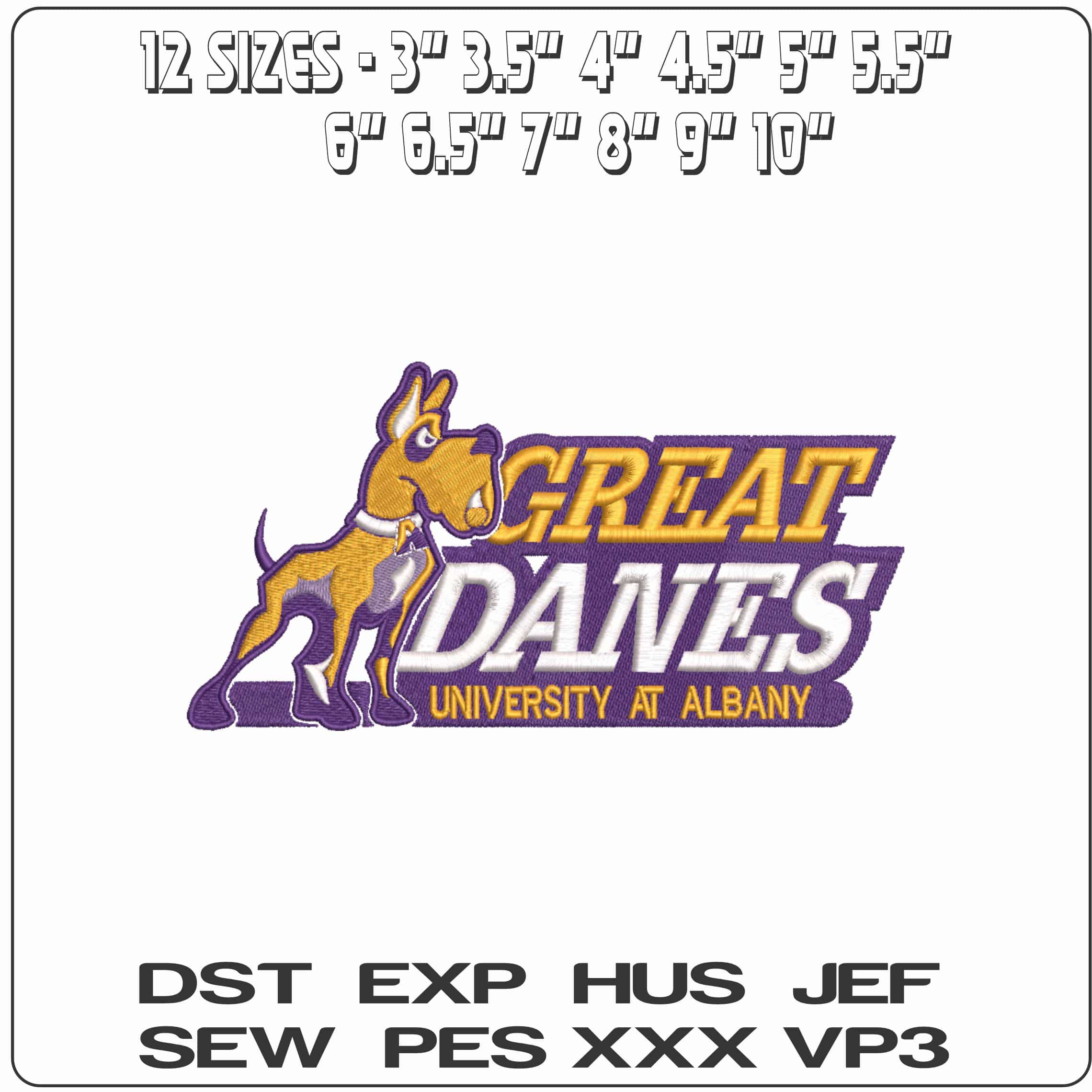 Albany Great Danes 2002 to 2013 University of Albany    - Elegant embroidery design file-instant download — view 2