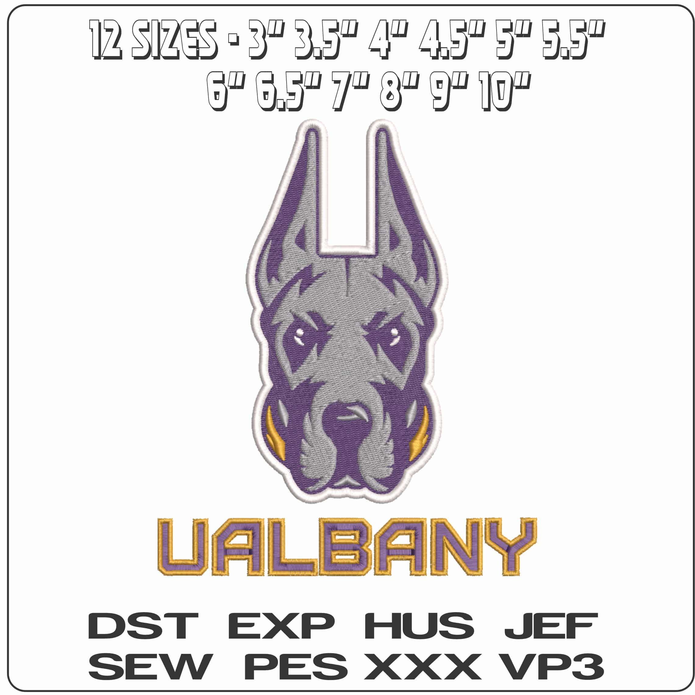 Albany Great Danes 2020 2023 University at Albany College    - Elegant embroidery design file-instant download — view 2