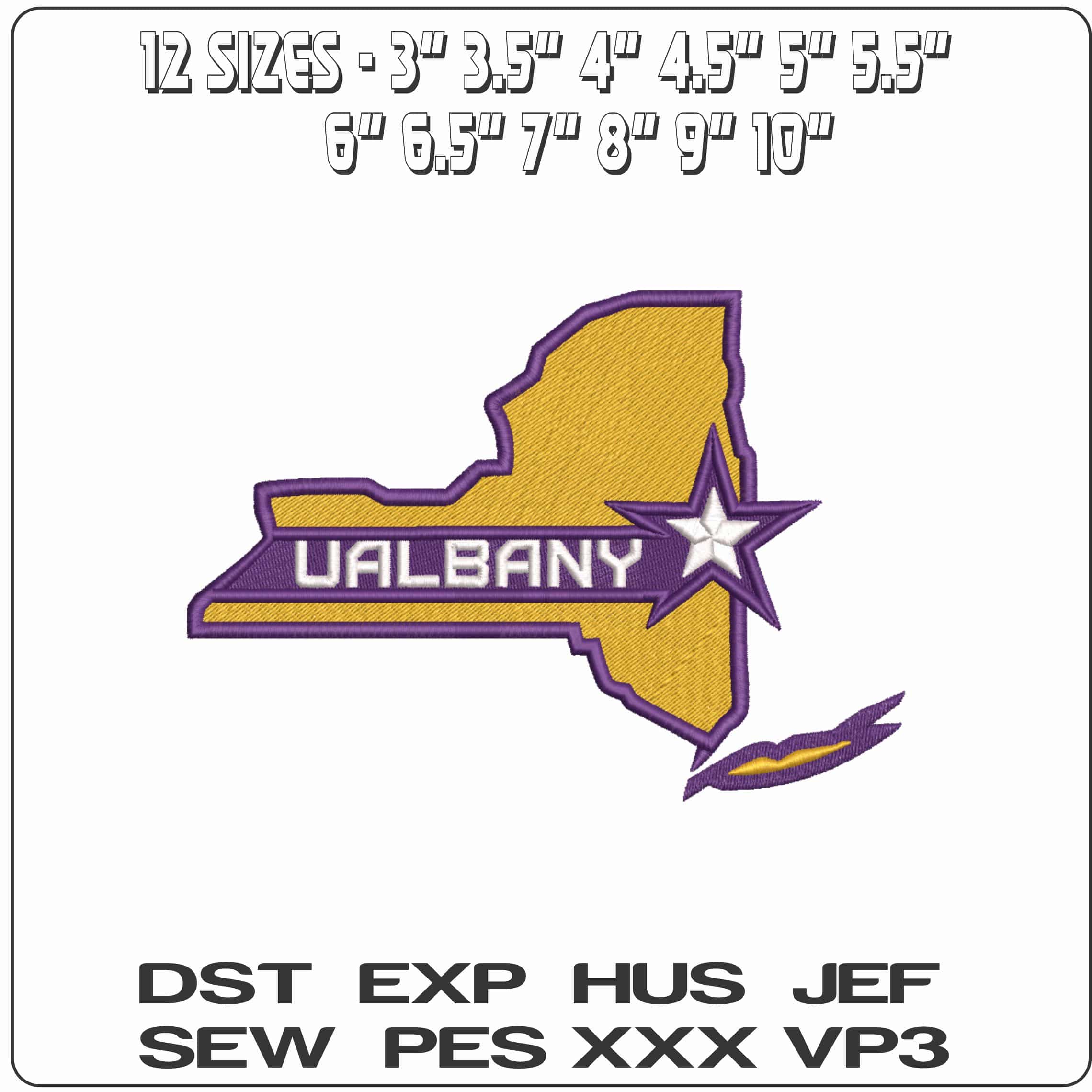 Albany Great Danes Map University at Albany College     - Elegant embroidery design file-instant download — view 2