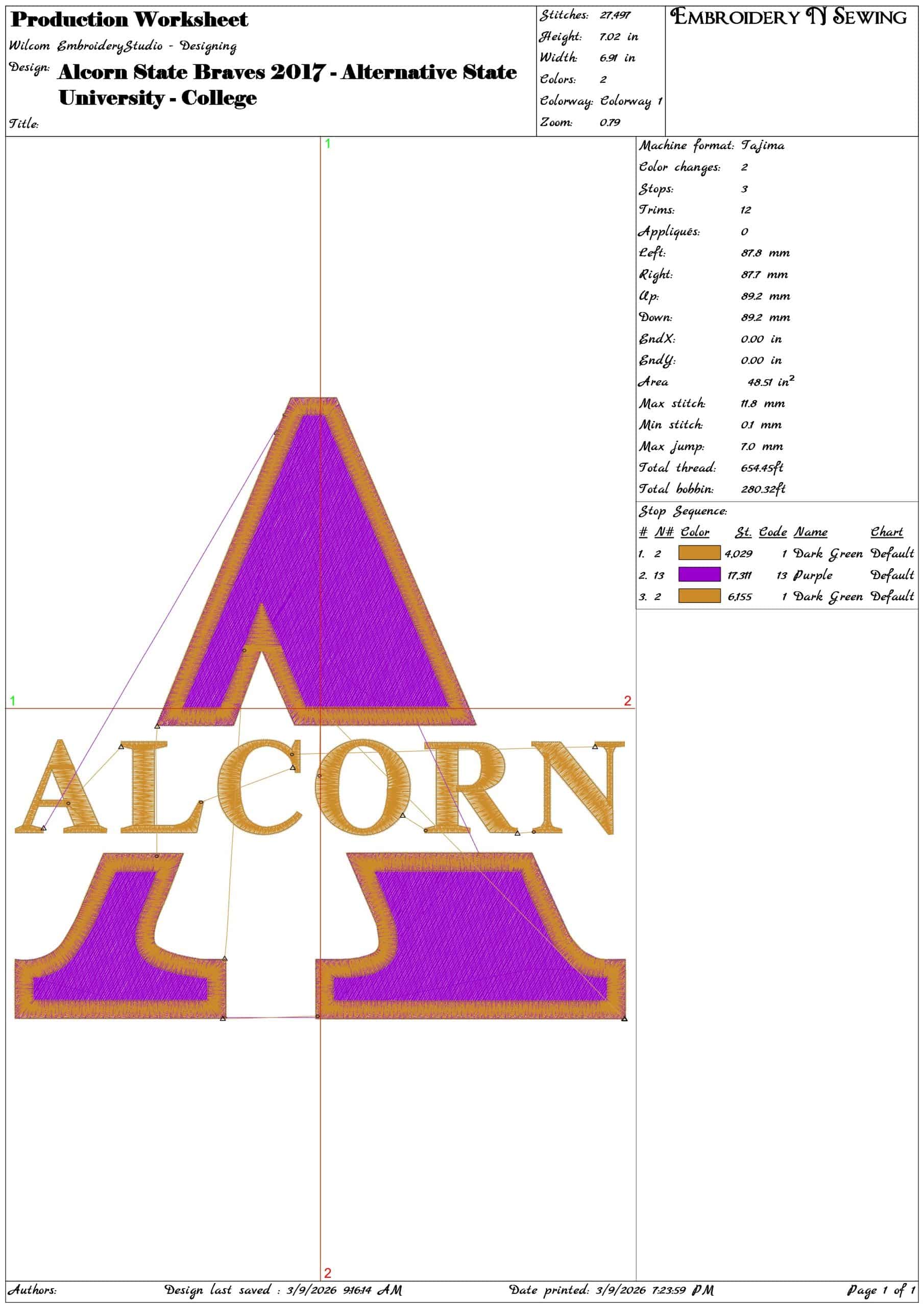 Alcorn State Braves 2017 Alternative State University College     - Elegant embroidery design file-instant download — view 3