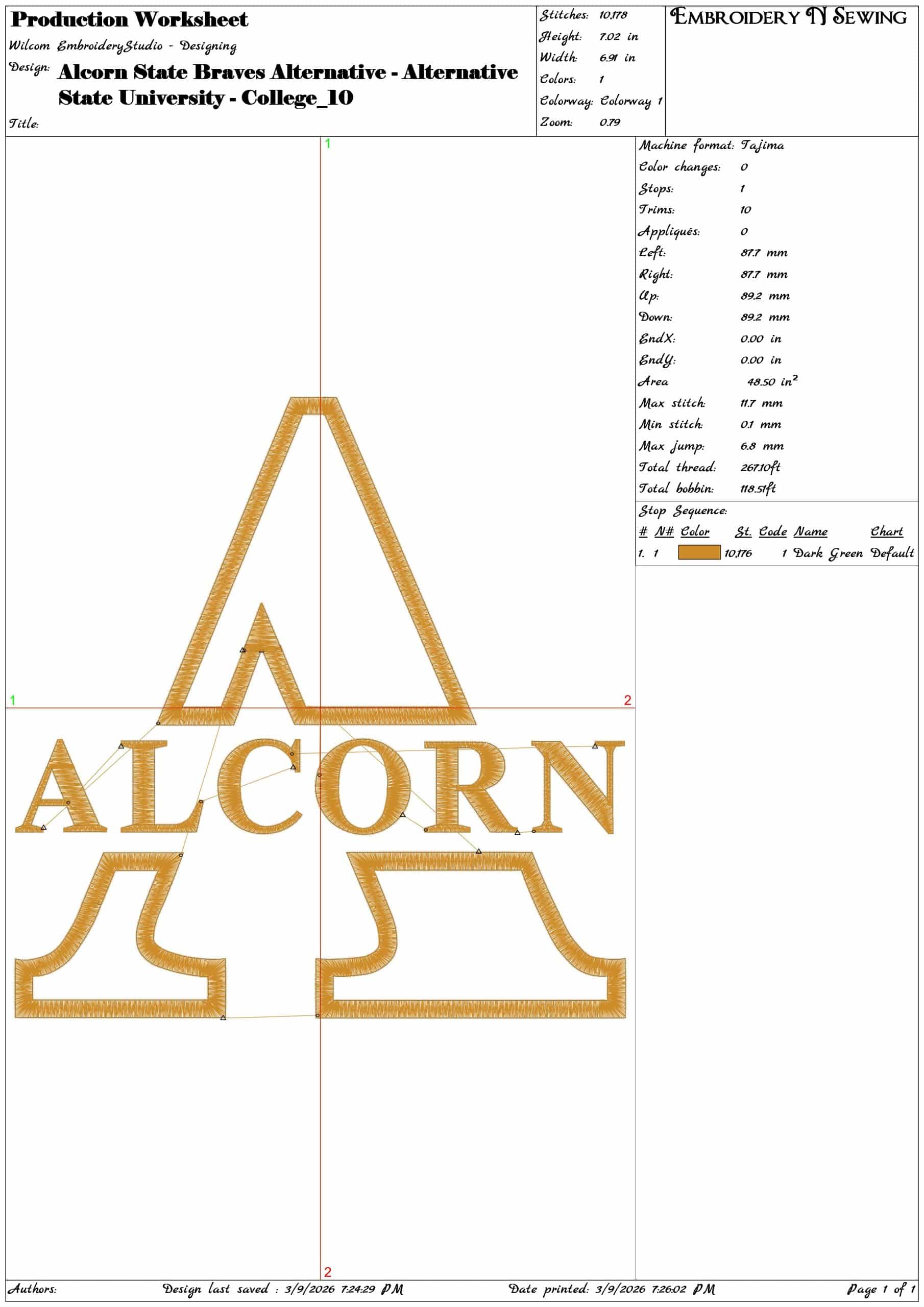 Alcorn State Braves Alternative Alternative State University College     - Elegant embroidery design file-instant download — view 3