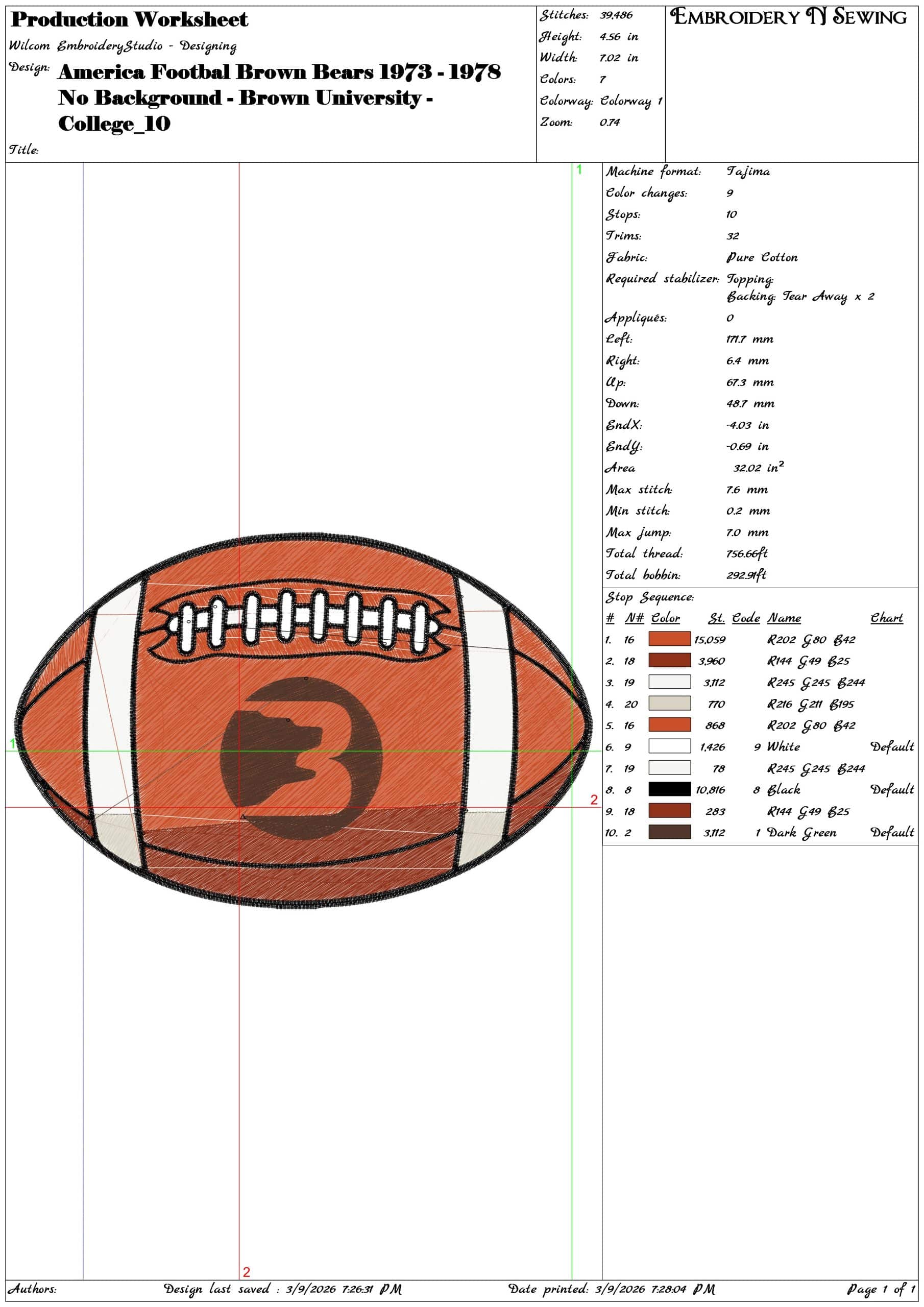 America Footbal Brown Bears 1973 1978 No Background   College     - Elegant embroidery design file-instant download — view 3
