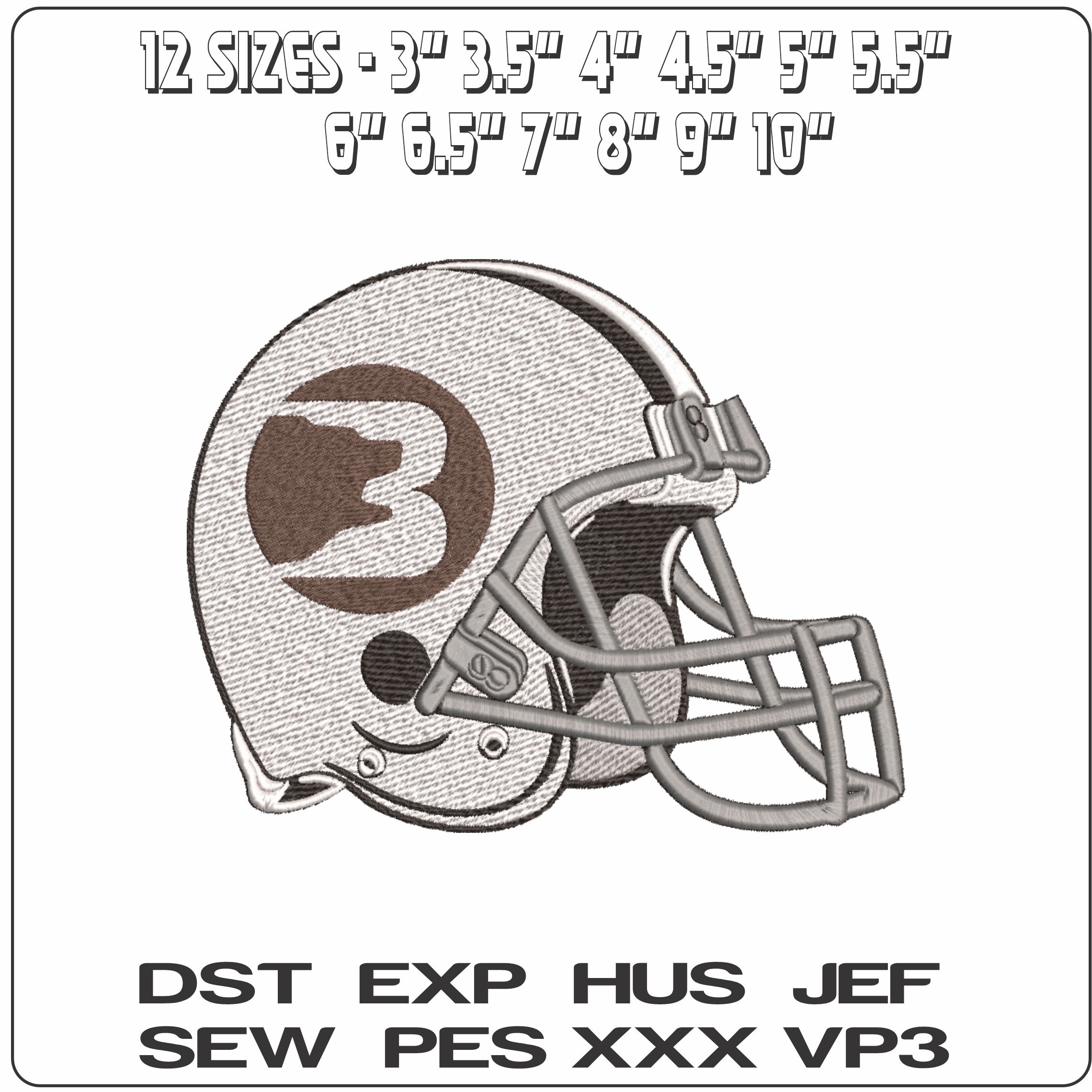 America Footbal Helmets Brown Bears 1973 1978 No Background      - Elegant embroidery design file-instant download — view 2