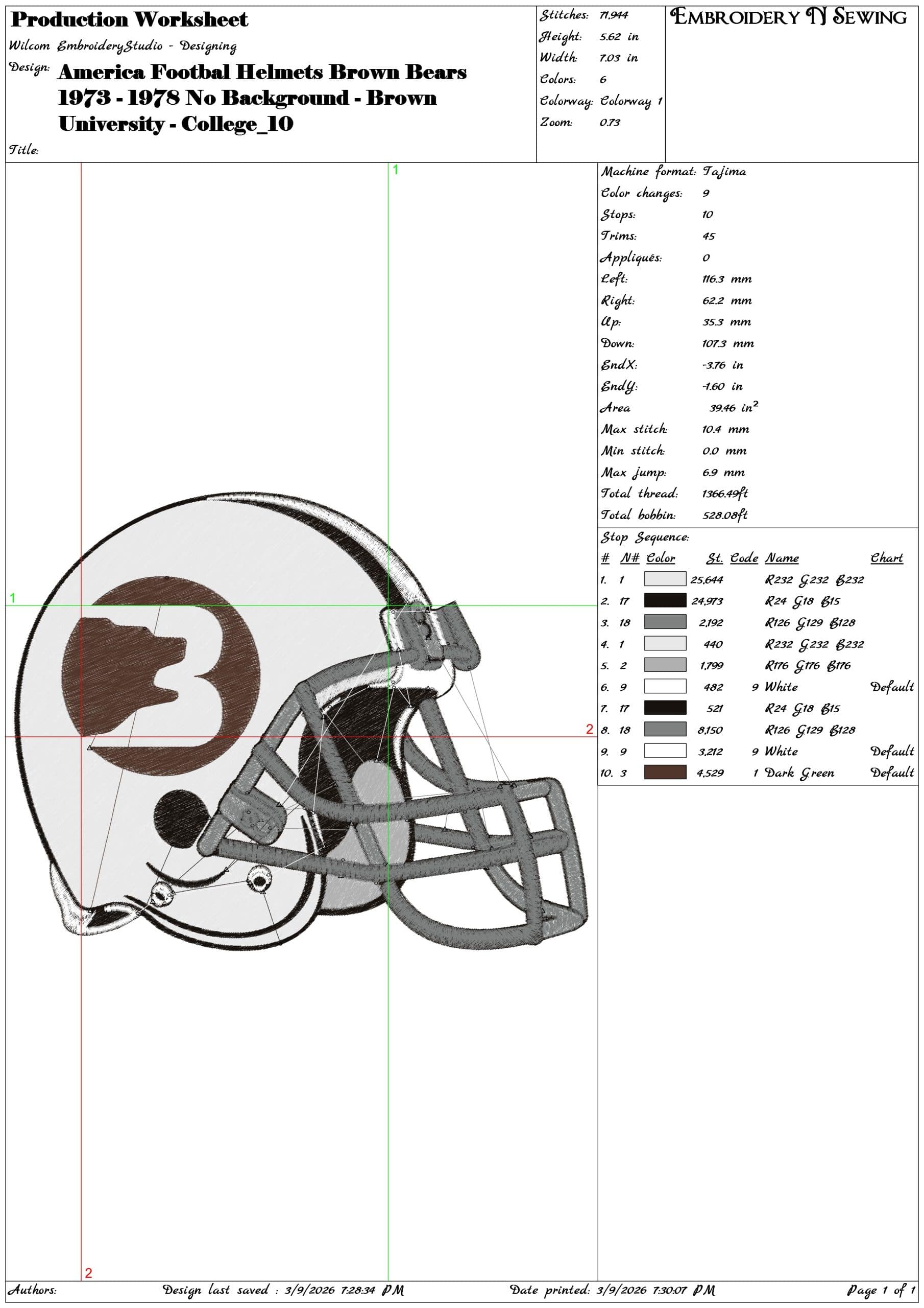 America Footbal Helmets Brown Bears 1973 1978 No Background      - Elegant embroidery design file-instant download — view 3