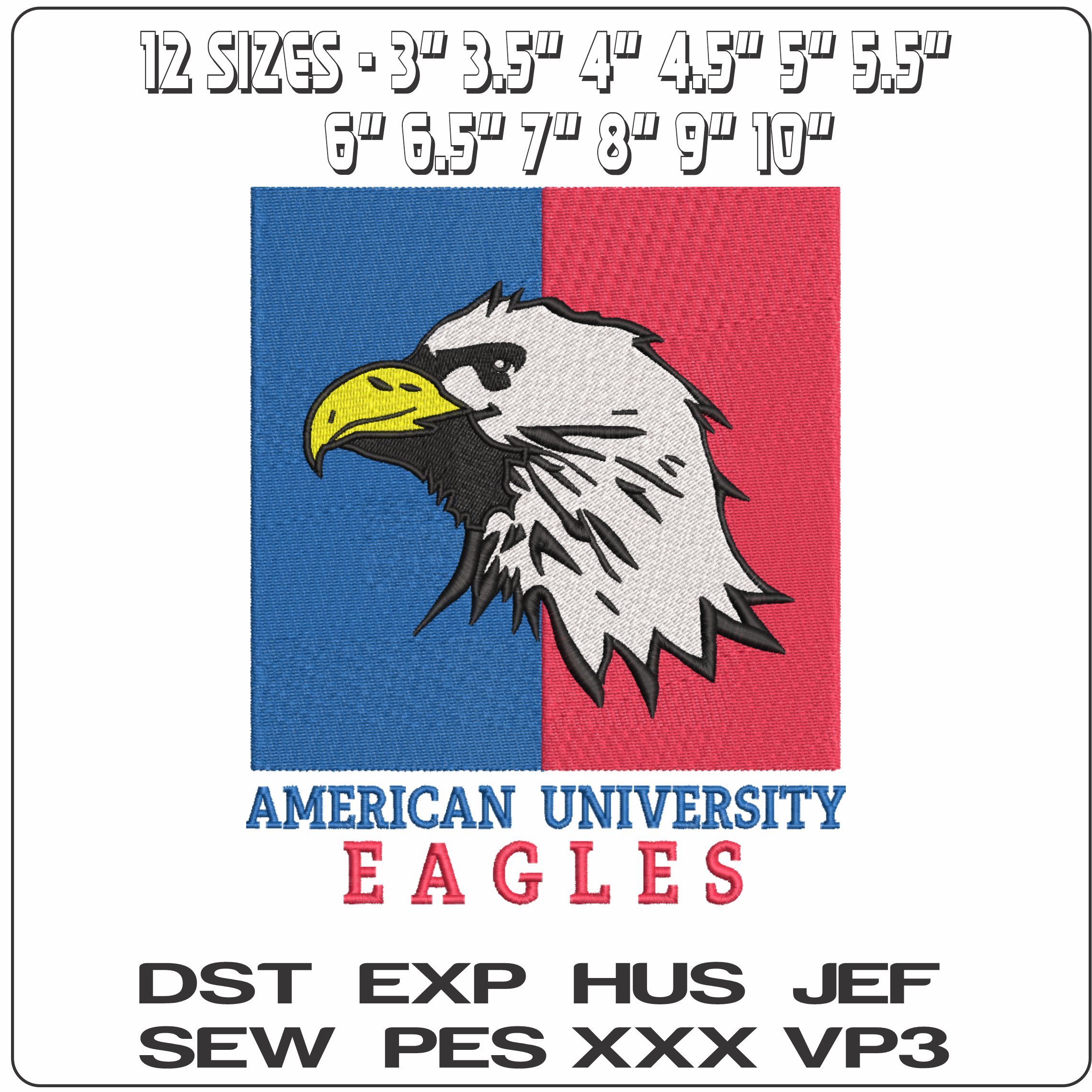 American Eagles 1985 to 2005 American University     - Elegant embroidery design file-instant download — view 2