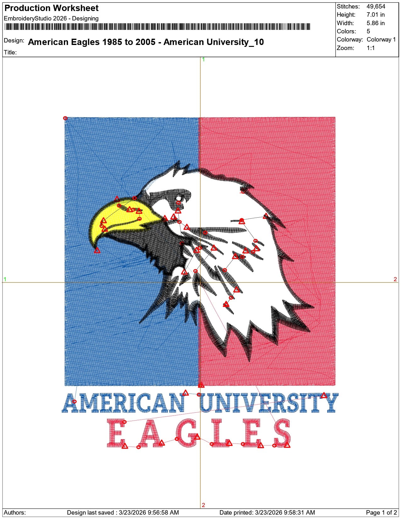 American Eagles 1985 to 2005 American University     - Elegant embroidery design file-instant download — view 3
