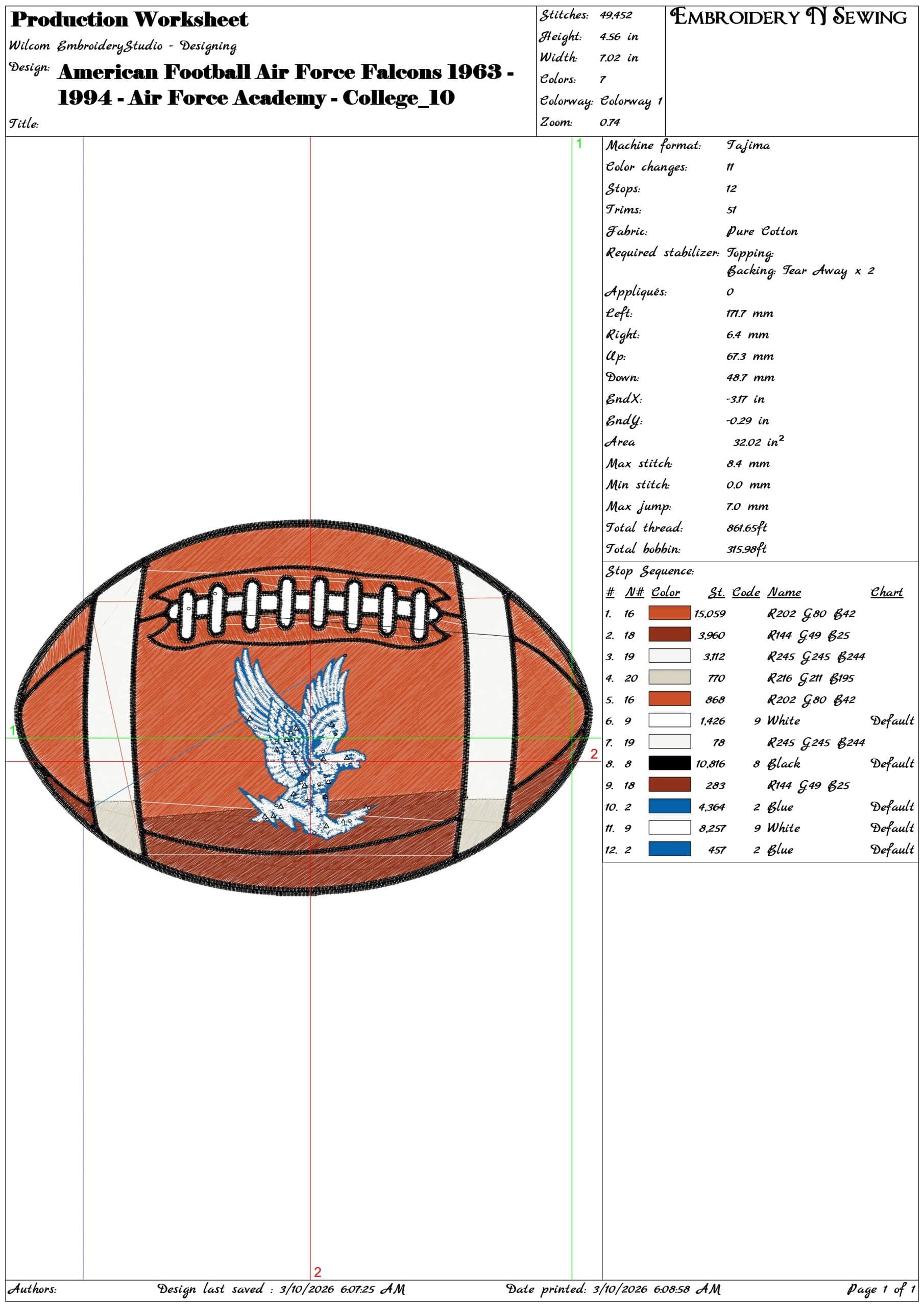 American Football Air Force Falcons 1963 1994  Academy College   - Elegant embroidery design file-instant download — view 3