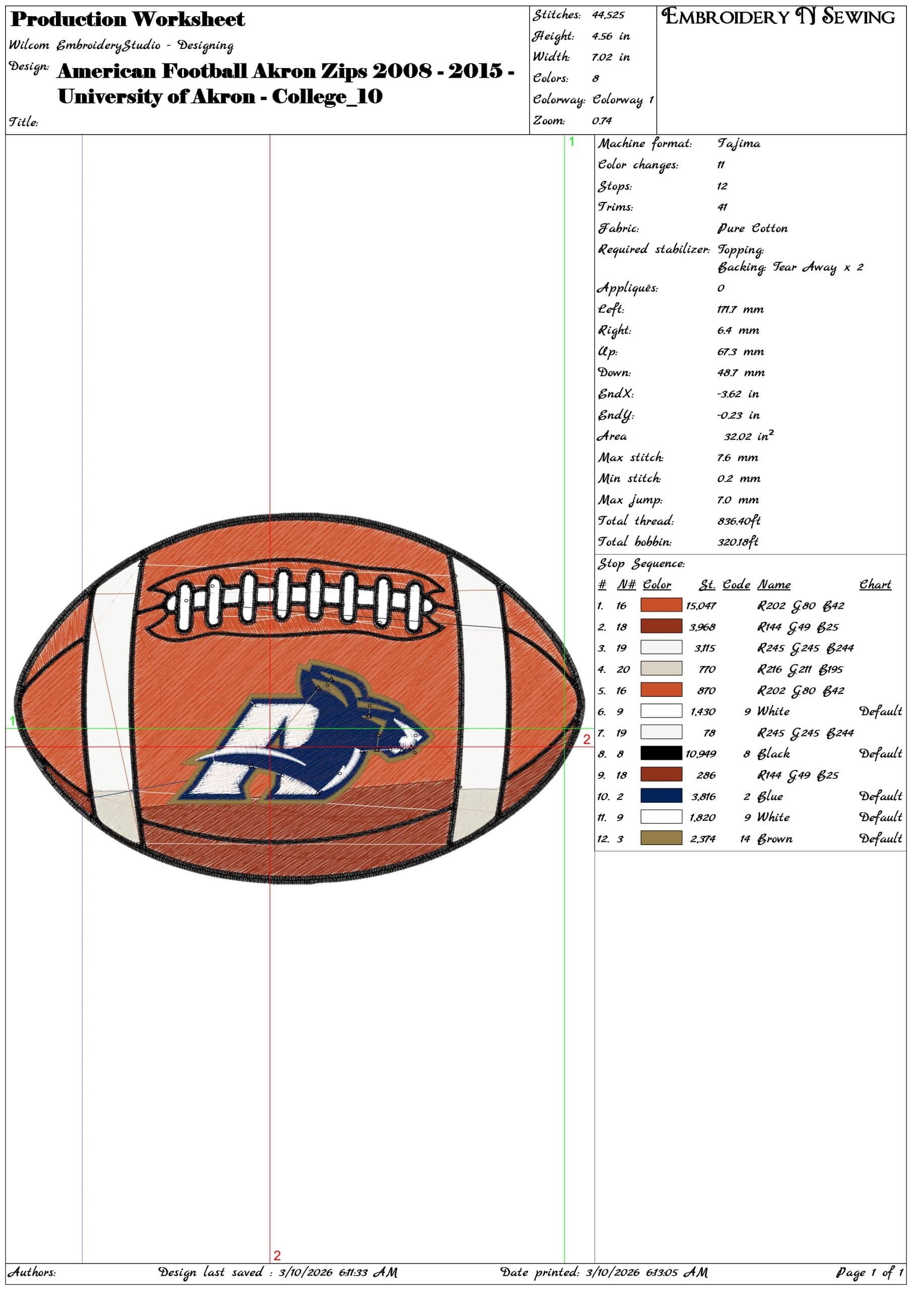 American Football Akron Zips 2008 2015 University   - Elegant embroidery design file-instant download — view 3