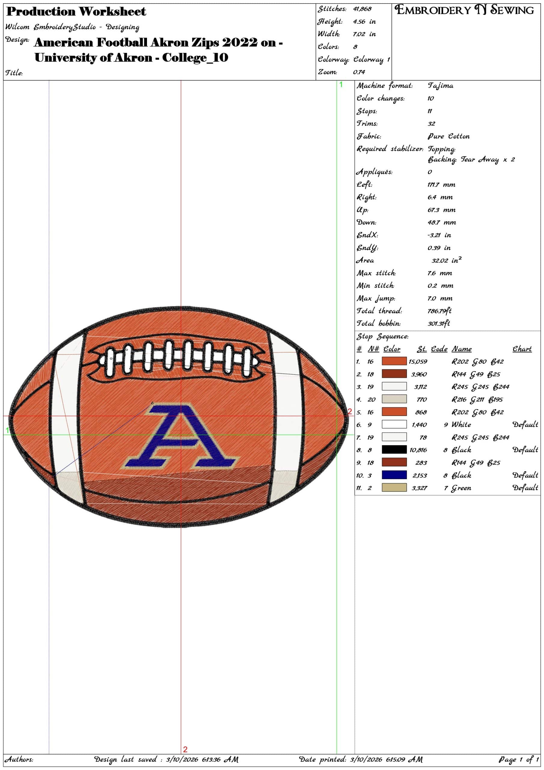 American Football Akron Zips 2022 on University   - Elegant embroidery design file-instant download — view 3