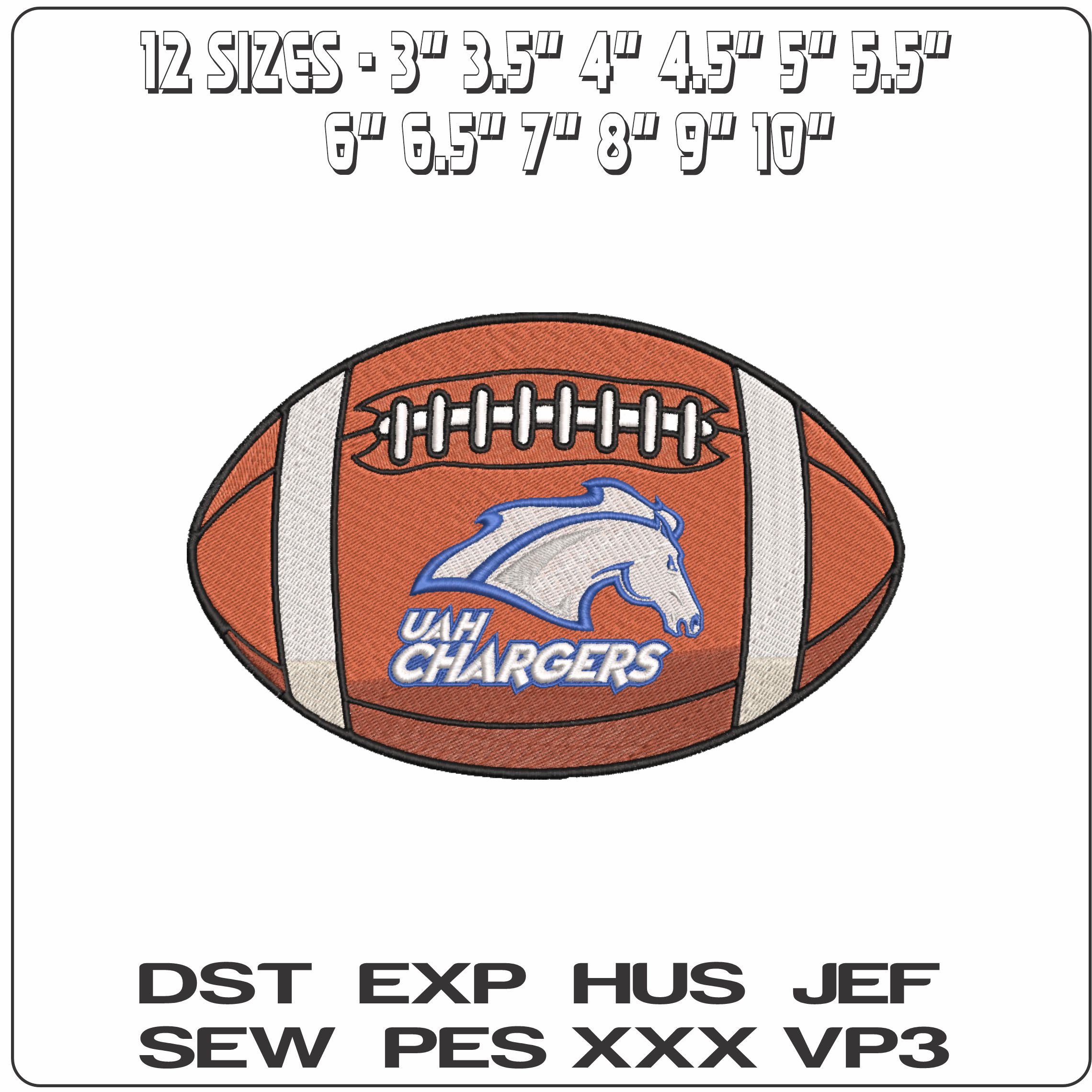 American Football Alabama Huntsville Chargers 2005 University   - Elegant embroidery design file-instant download — view 2