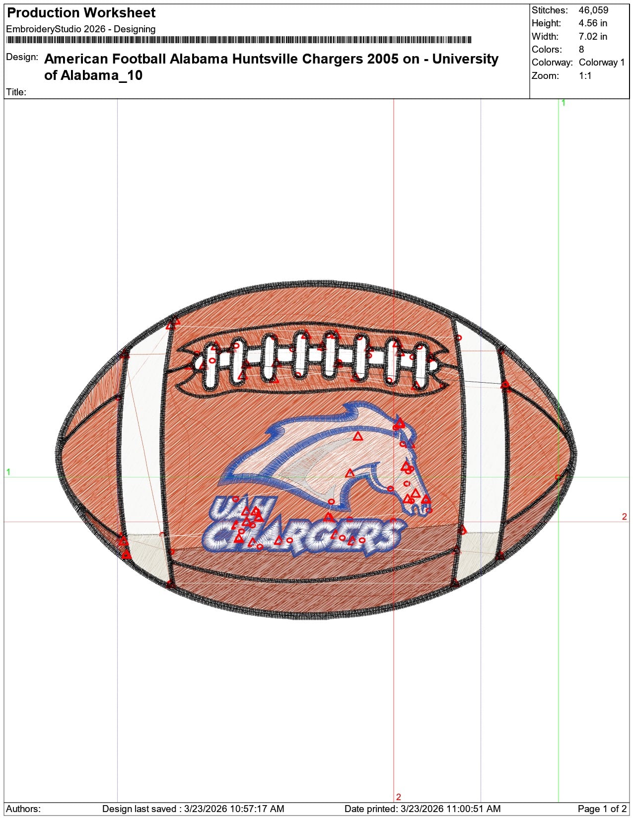 American Football Alabama Huntsville Chargers 2005 University   - Elegant embroidery design file-instant download — view 3