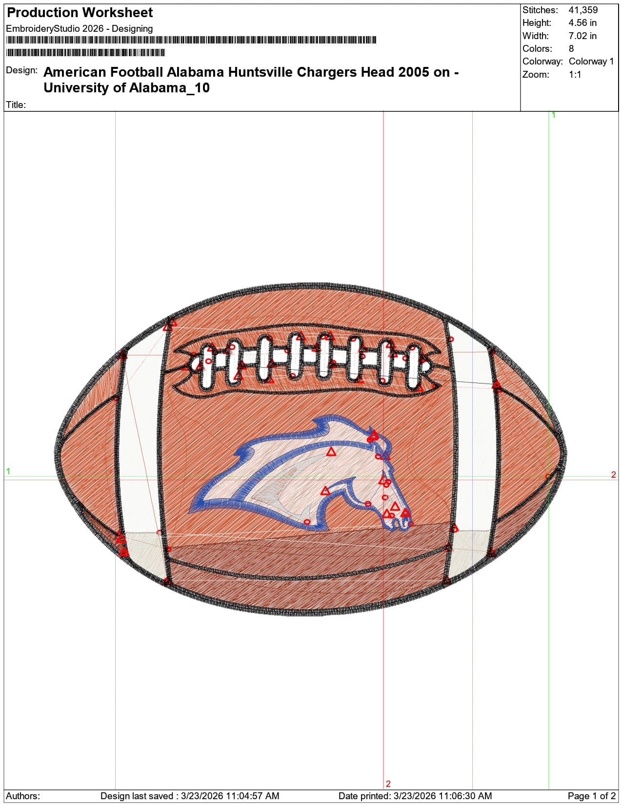 American Football Alabama Huntsville Chargers  2005  University   - Elegant embroidery design file-instant download — view 3