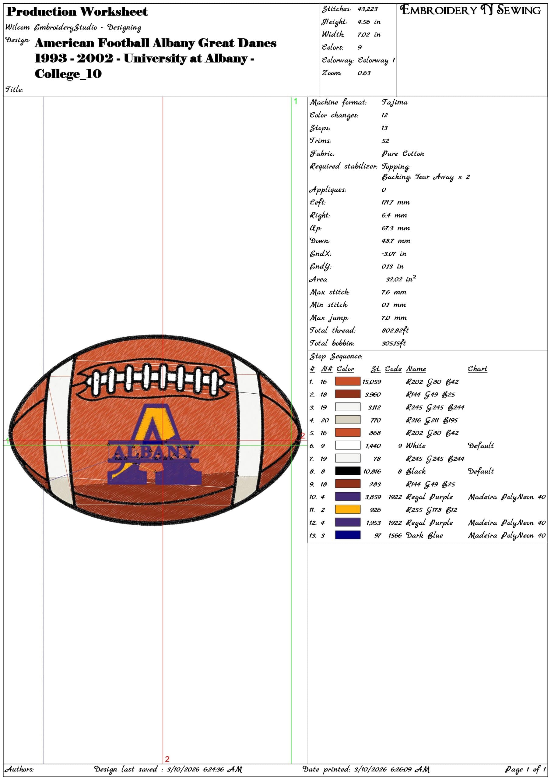 American Football Albany Great Danes 1993 2002 University   - Elegant embroidery design file-instant download — view 3