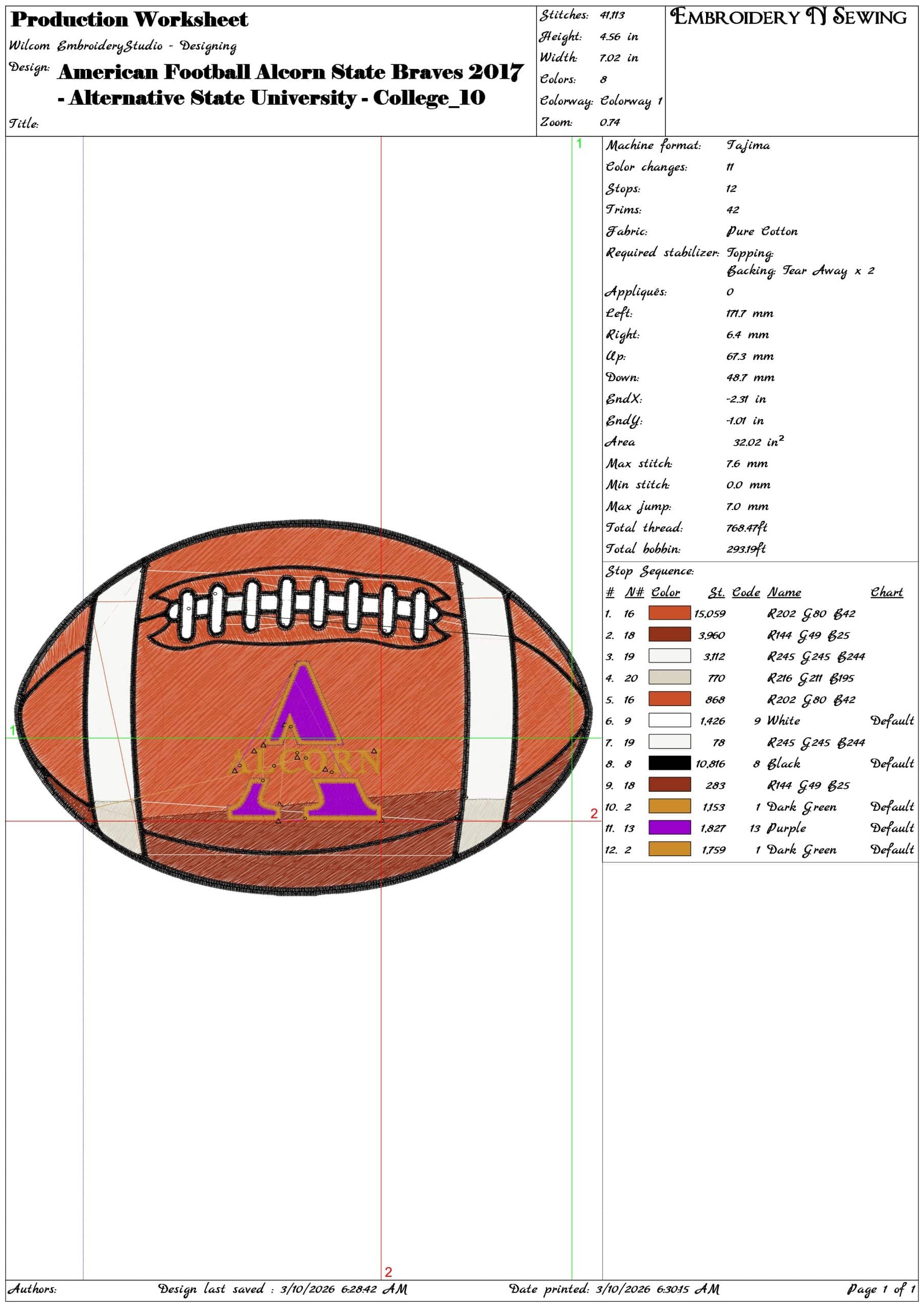 American Football Alcorn State Braves 2017 Alternative  University   - Elegant embroidery design file-instant download — view 3