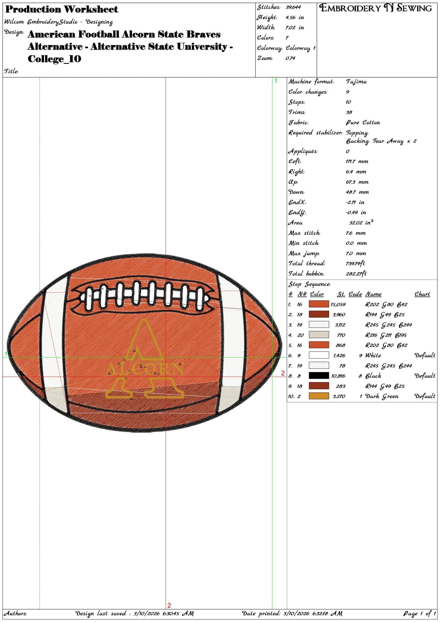 American Football Alcorn State Braves Alternative  University   - Elegant embroidery design file-instant download — view 3