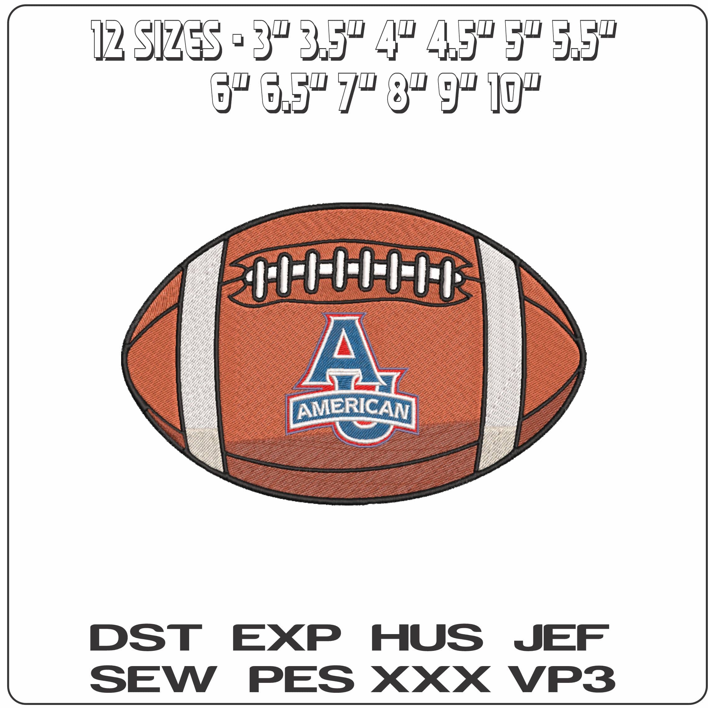 American Football American Eagles 2006  American University   - Elegant embroidery design file-instant download — view 2