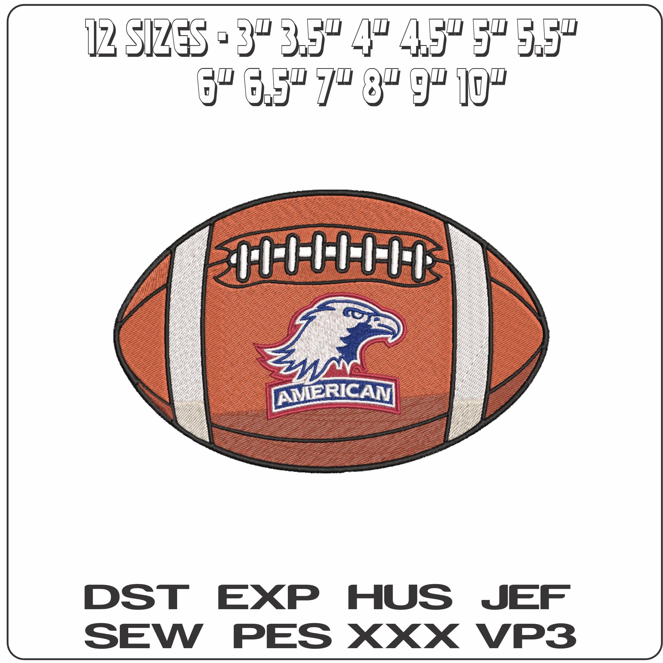 American Football American Eagles Alternative University   - Elegant embroidery design file-instant download — view 2