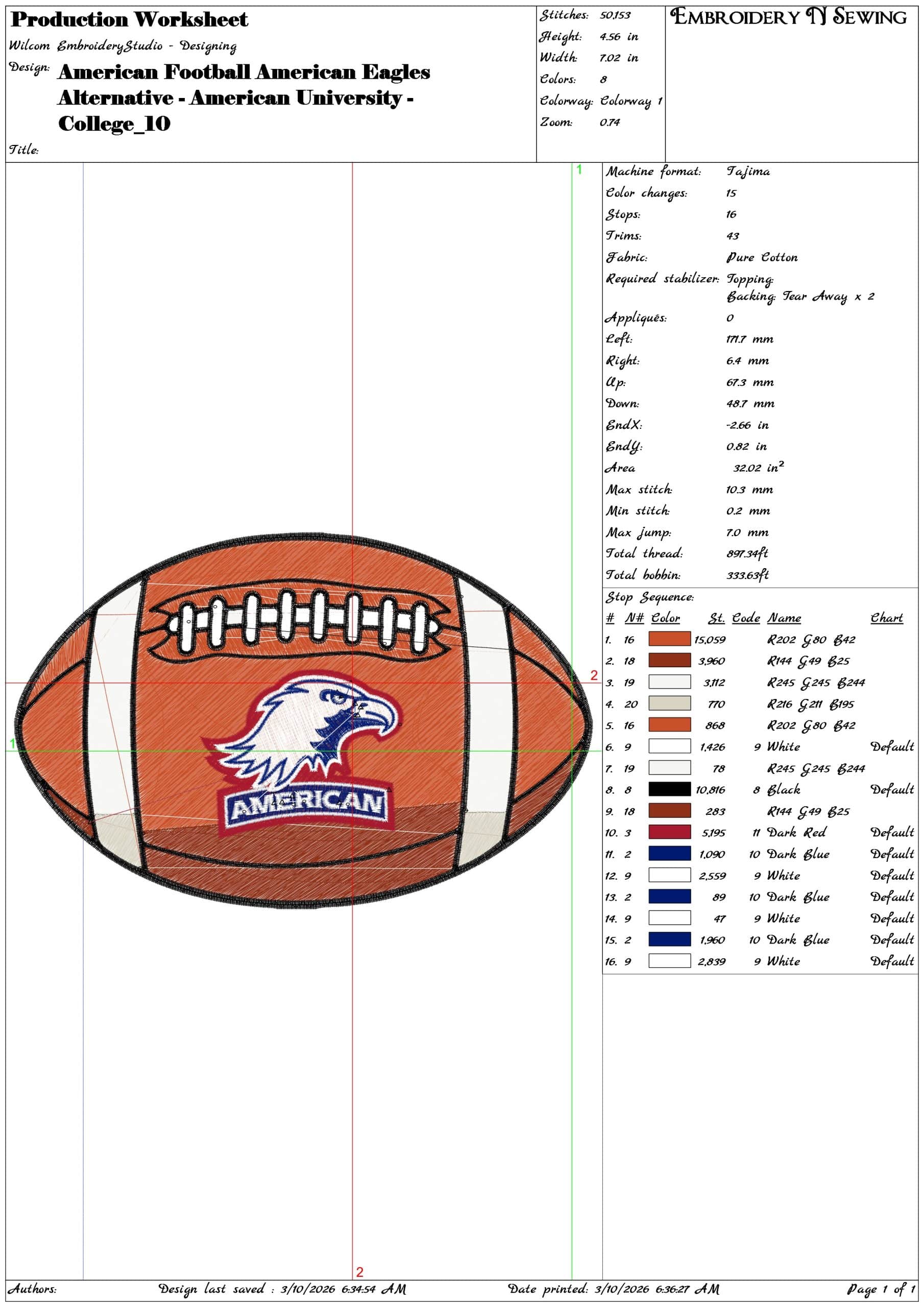 American Football American Eagles Alternative University   - Elegant embroidery design file-instant download — view 3