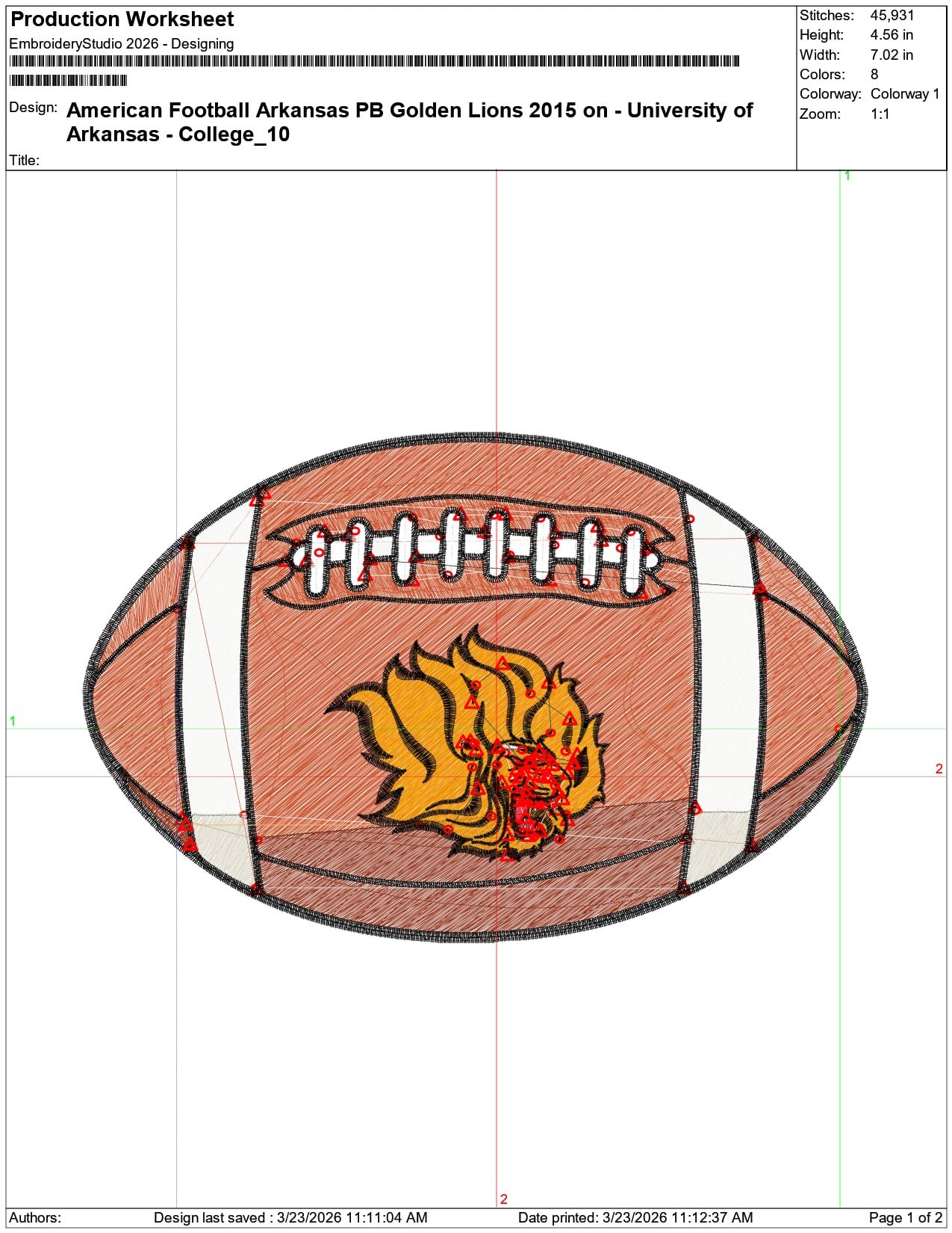 American Football Arkansas PB Golden Lions 2015  University    - Elegant embroidery design file-instant download — view 3