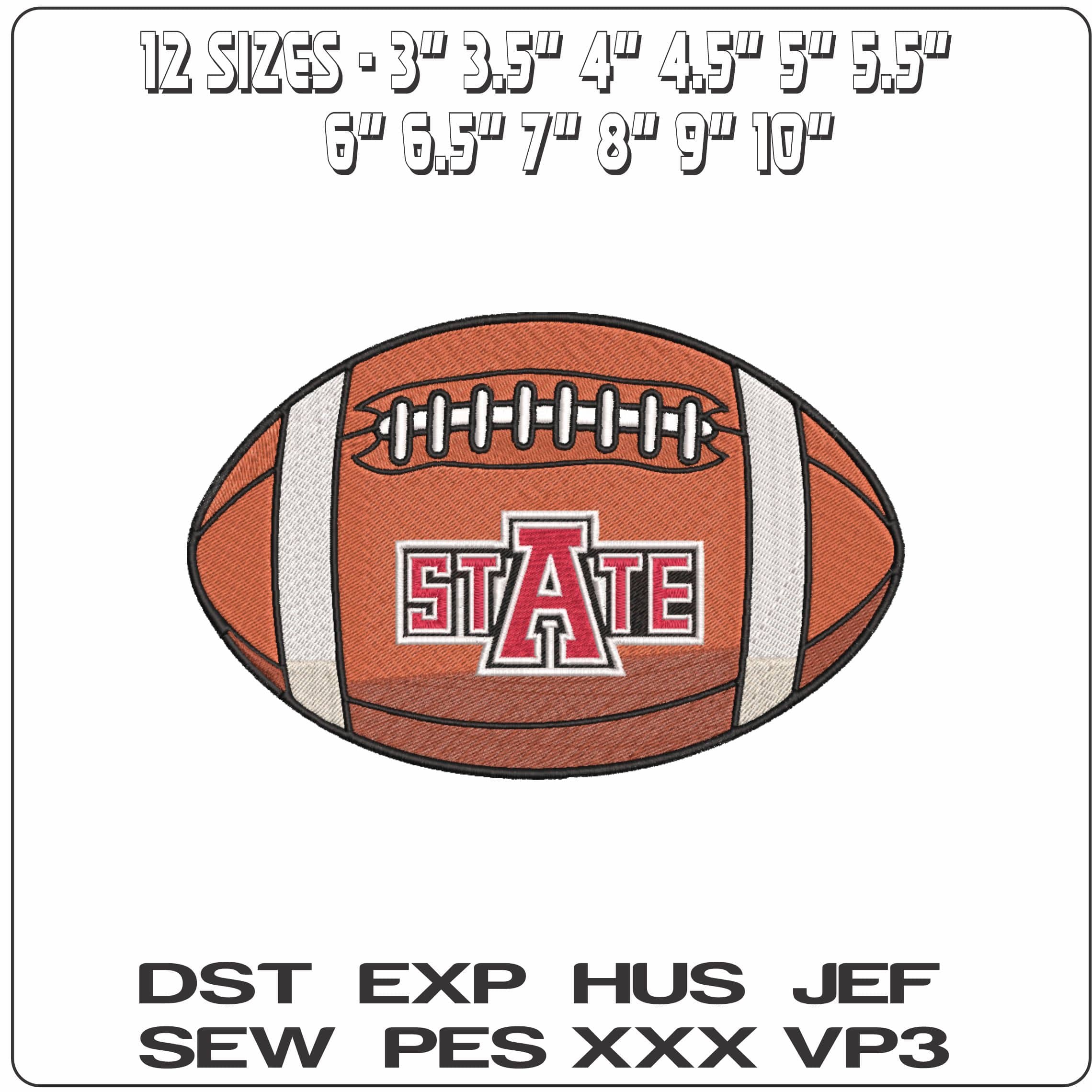 American Football Arkansas State Red Wolves College    - Elegant embroidery design file-instant download — view 2