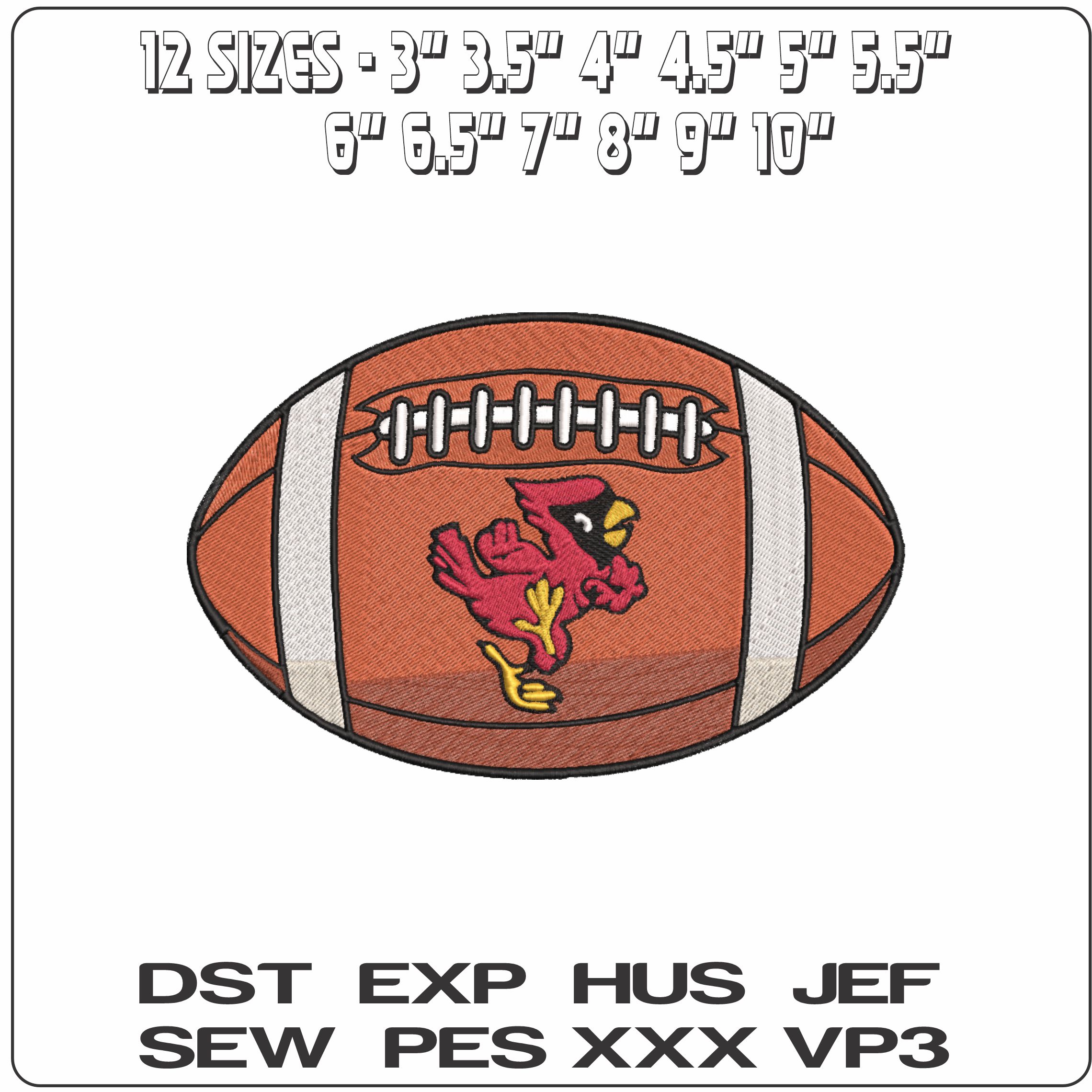 American Football Ball State Cardinals 1965 to 1990 University    - Elegant embroidery design file-instant download — view 2