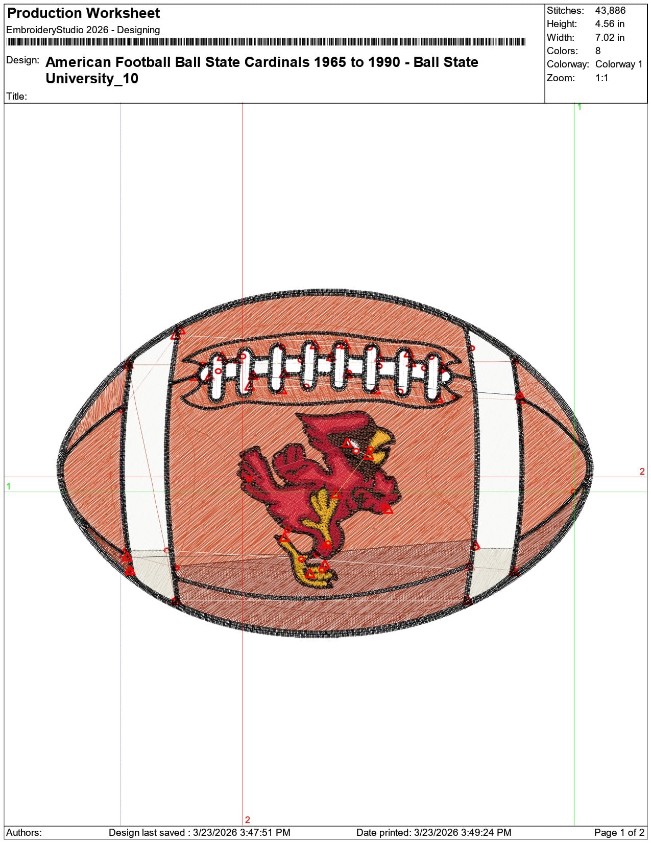 American Football Ball State Cardinals 1965 to 1990 University    - Elegant embroidery design file-instant download — view 3
