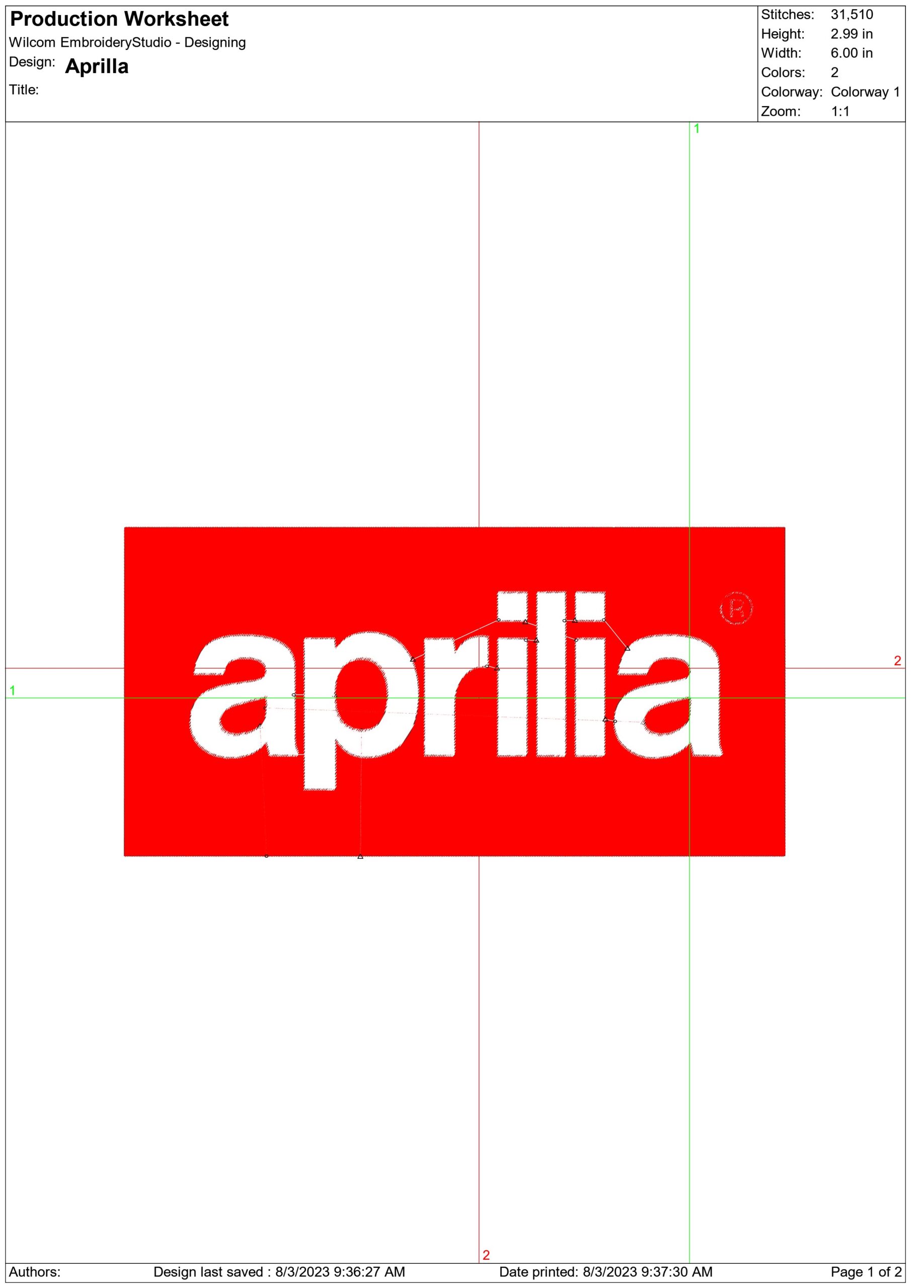 Aprillia Motorbike Logo embroidery design - Fiat group design machine pattern Bike Company embroidery file instant download in a frame — view 2