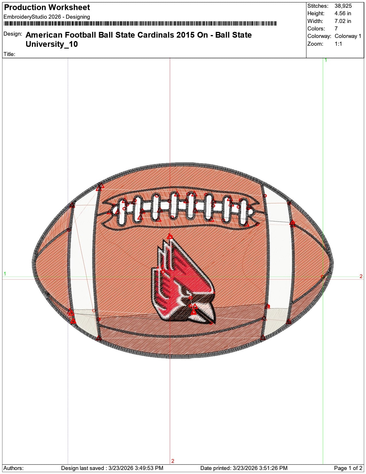 American Football Ball State Cardinals 2015 University    - Elegant embroidery design file-instant download — view 3