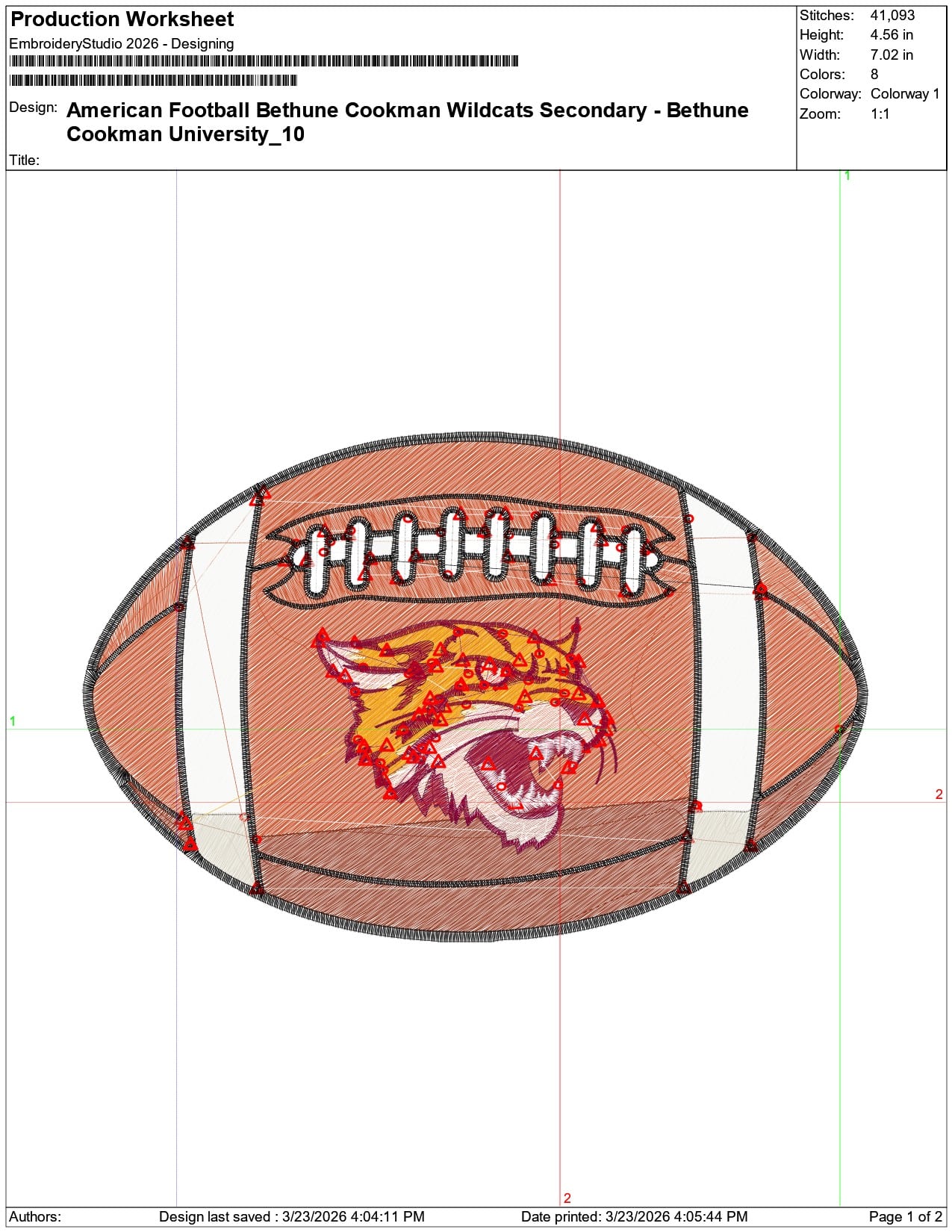 American Football Bethune Cookman Wildcats   University    - Elegant embroidery design file-instant download — view 3