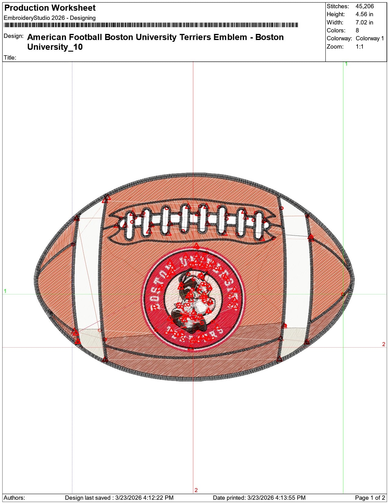 American Football Boston University Terriers Emblem    - Elegant embroidery design file-instant download — view 3