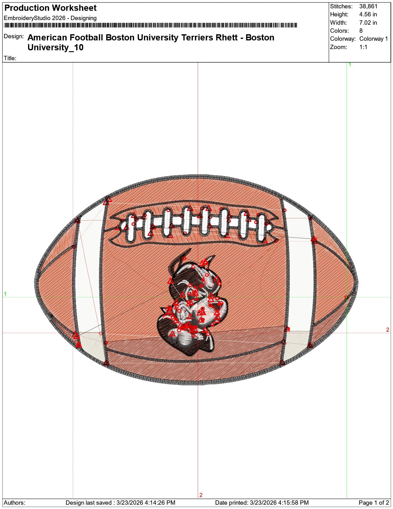 American Football Boston University Terriers Rhett    - Elegant embroidery design file-instant download — view 3