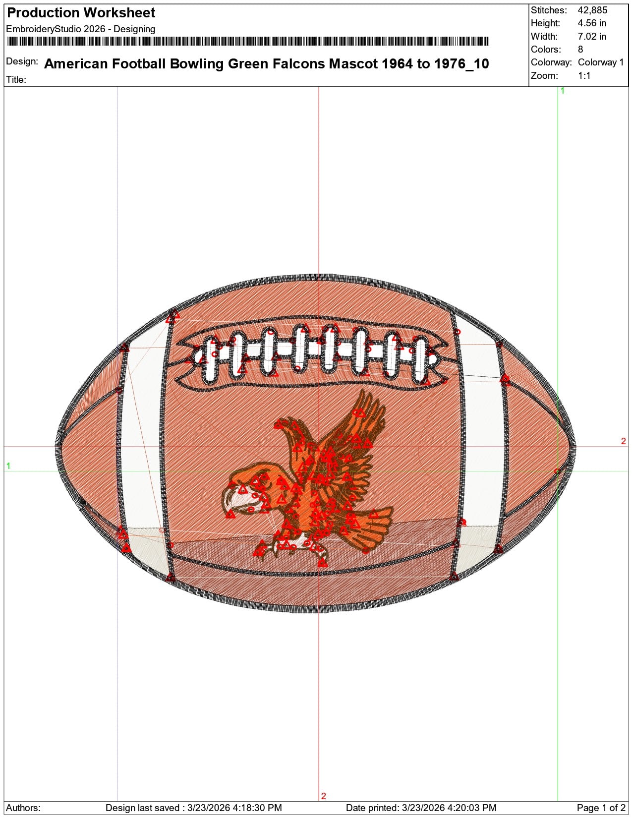 American Football Bowling Green Falcons Mascot 1964 to 1976    - Elegant embroidery design file-instant download — view 3