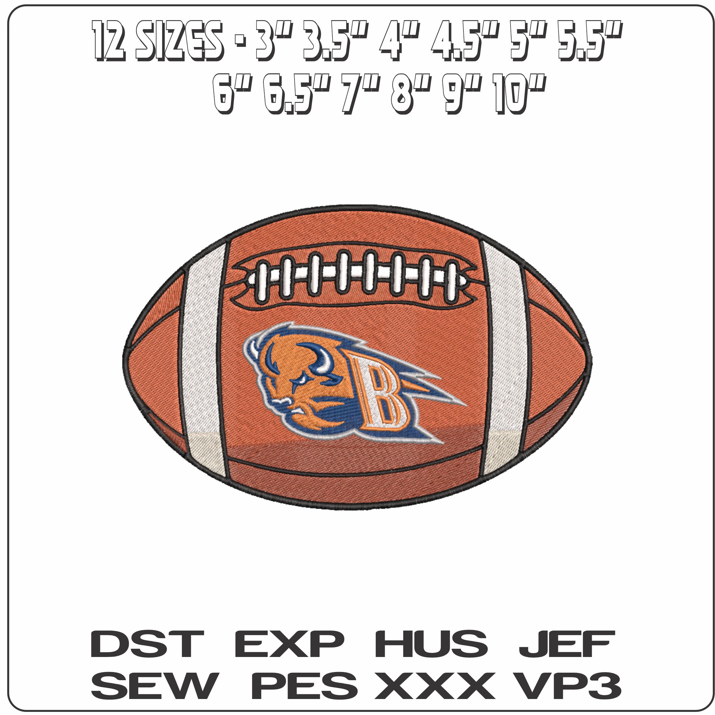 American Football Bucknell Bison B  University    - Elegant embroidery design file-instant download — view 2