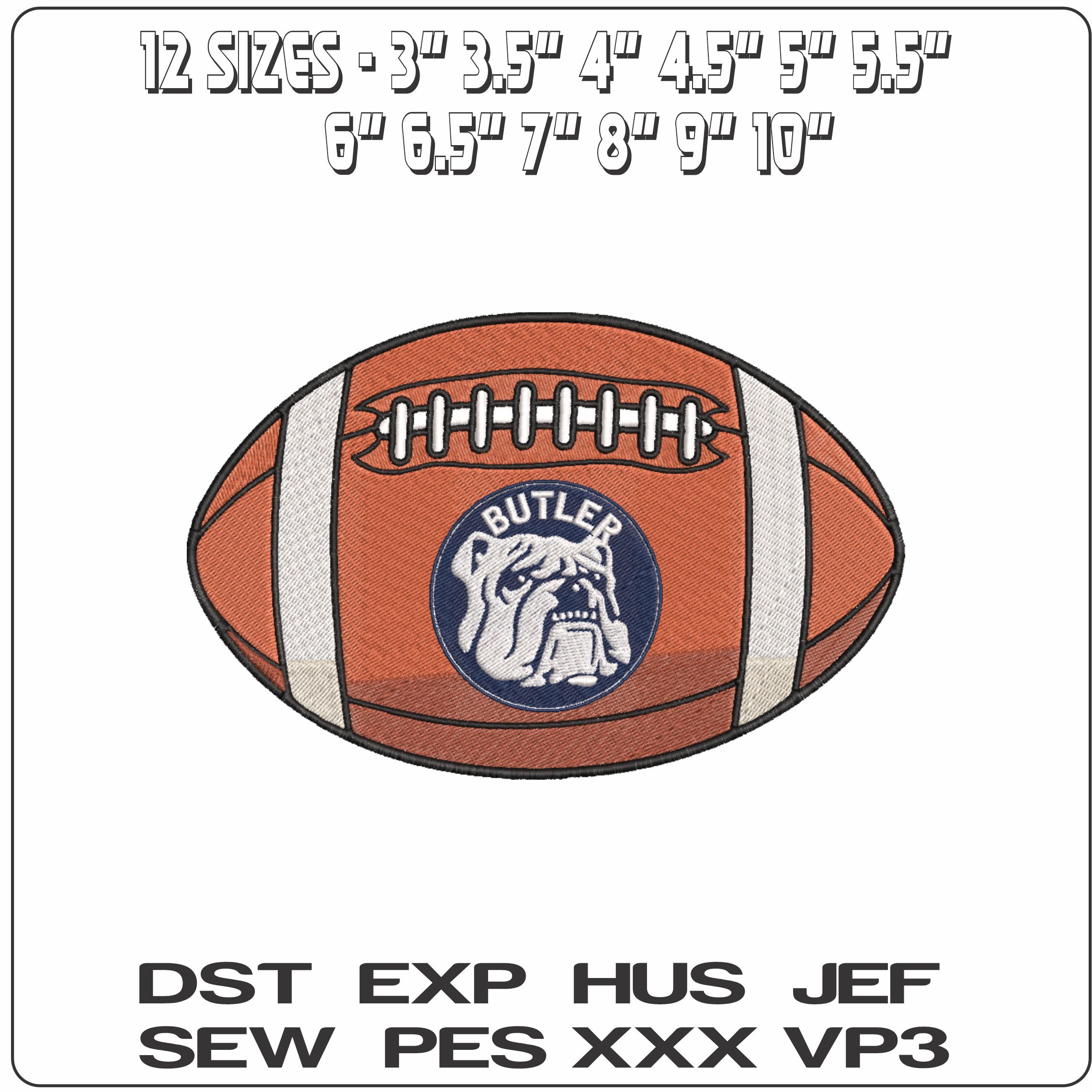American Football Butler Bulldogs 1969 to 1985 University    - Elegant embroidery design file-instant download — view 2