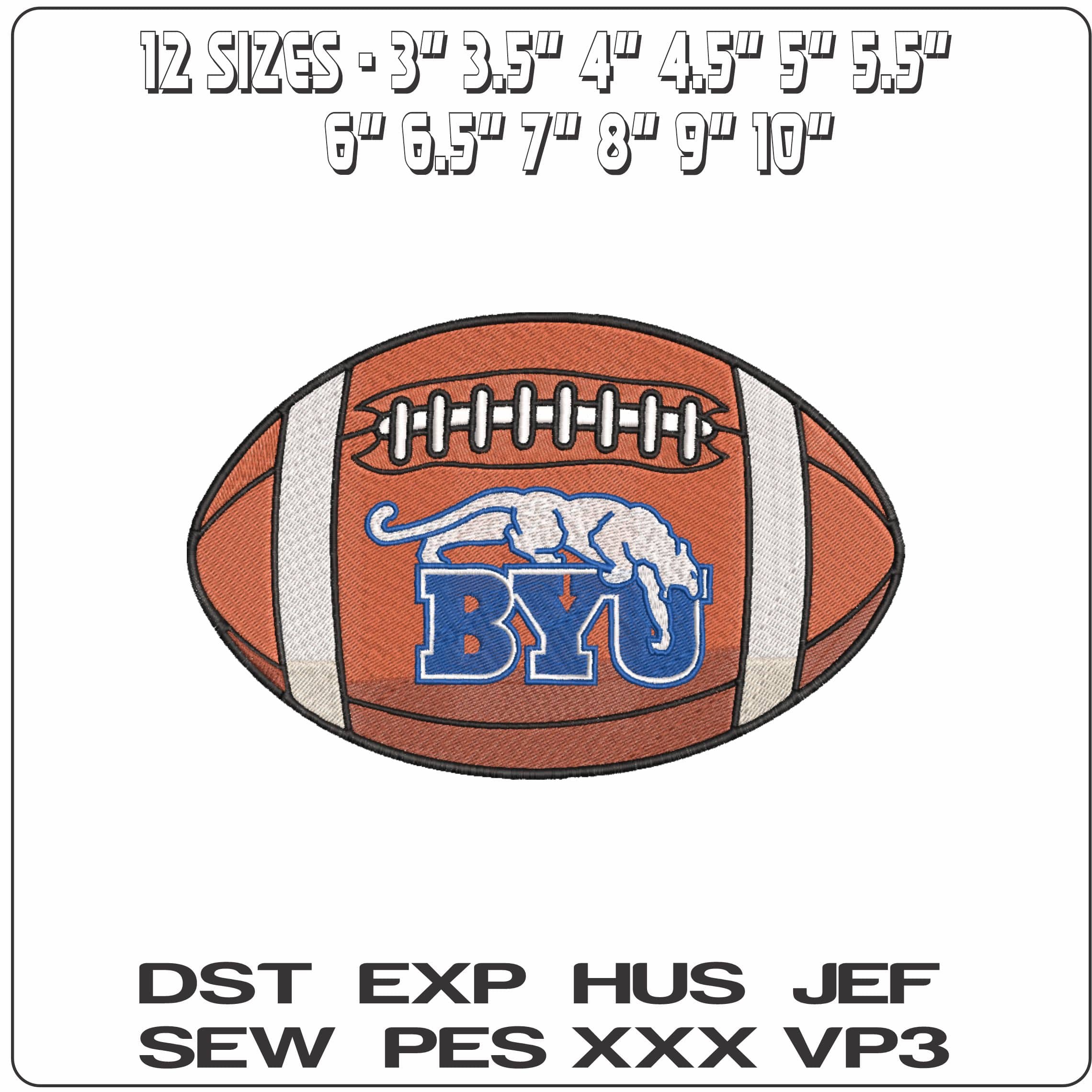American Football BYU Cougars 1982 to 1999  University   - Elegant embroidery design file-instant download — view 2