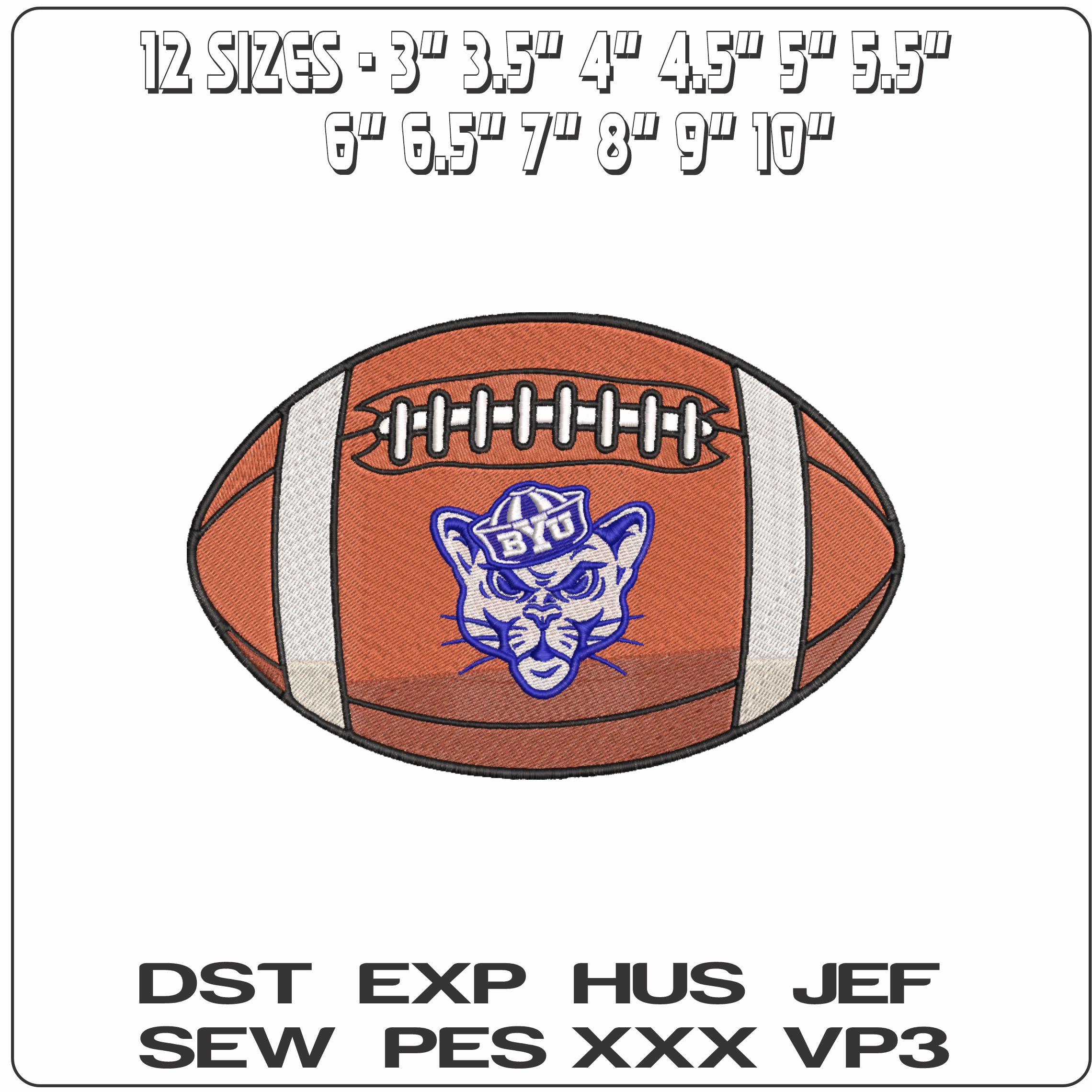 American Football BYU Cougars Alternative University   - Elegant embroidery design file-instant download — view 2