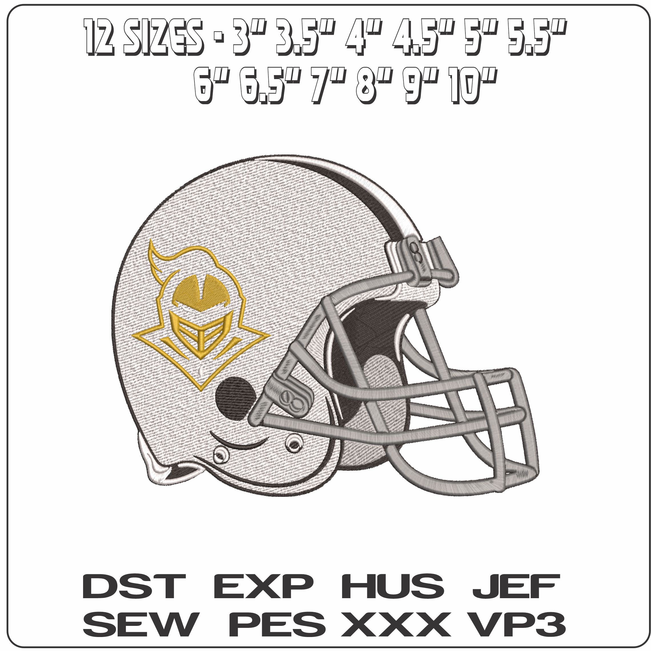 American Football Helmet Central Florida Knights  Mask University   - Elegant embroidery design file-instant download — view 2