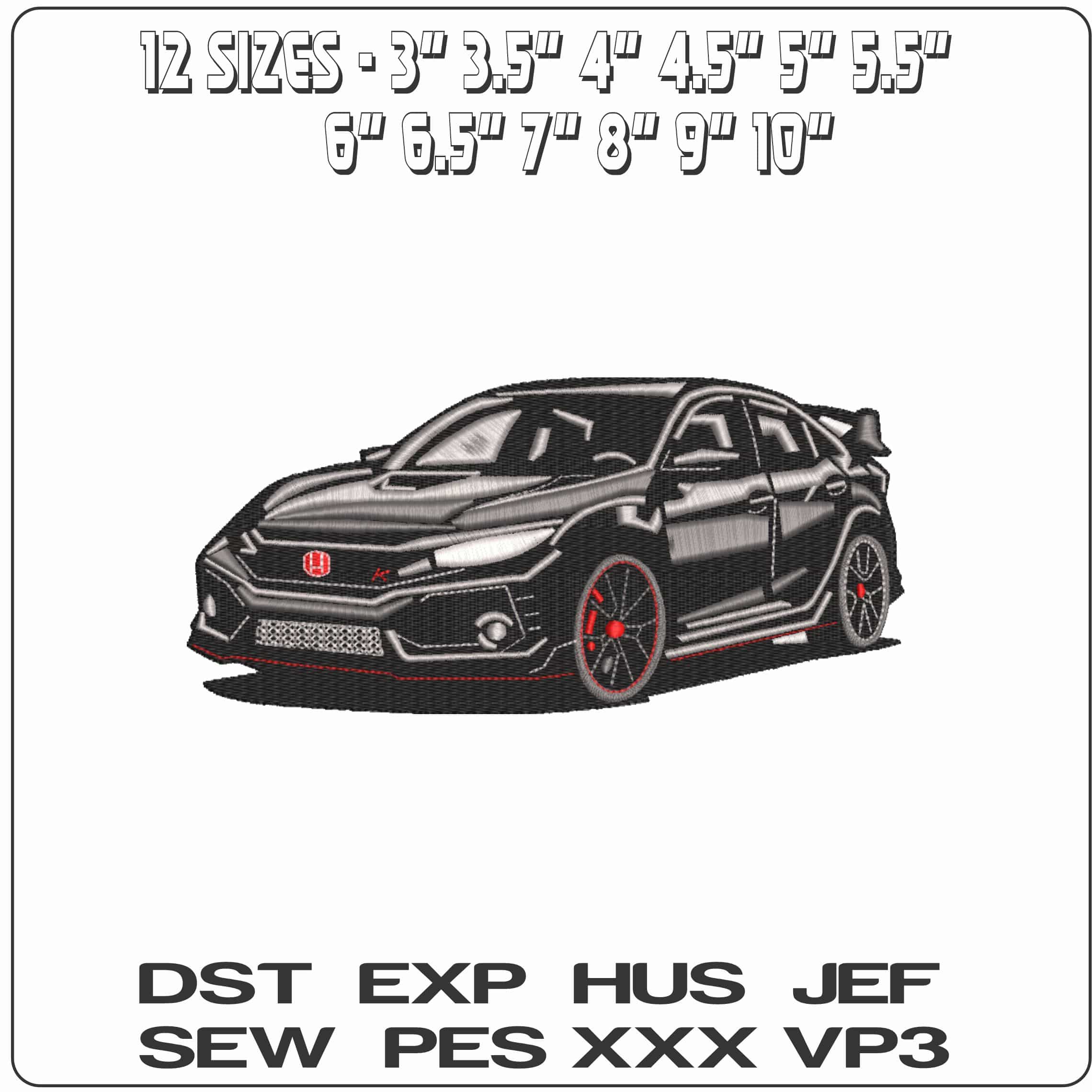 Honda Civic Basic   - Elegant embroidery design file-instant download — view 2
