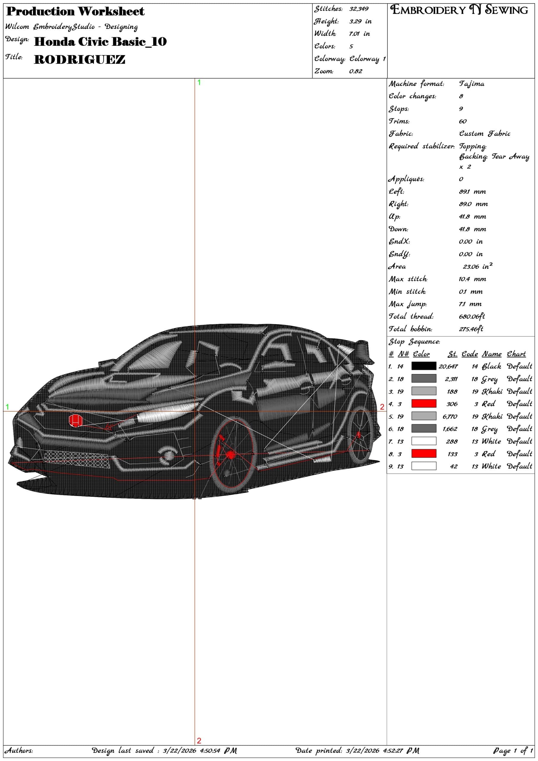 Honda Civic Basic   - Elegant embroidery design file-instant download — view 3