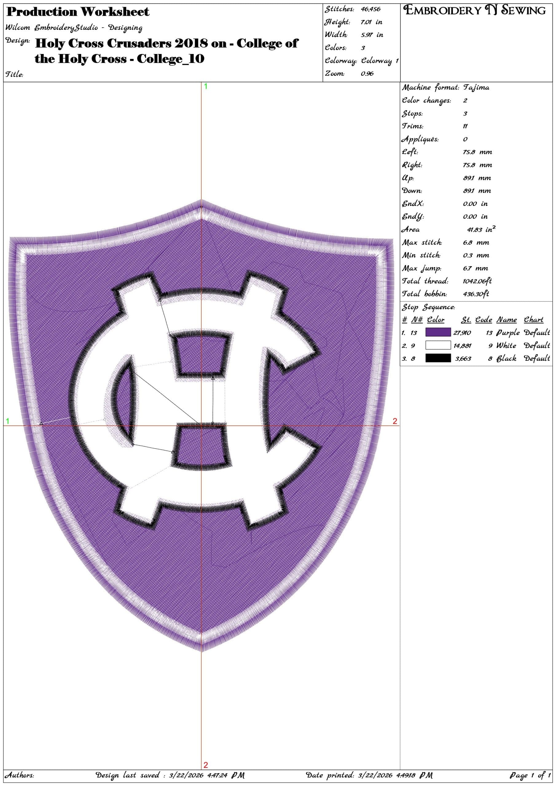 Holy Cross Crusaders 2018 on College - Elegant embroidery design file-instant download — view 3