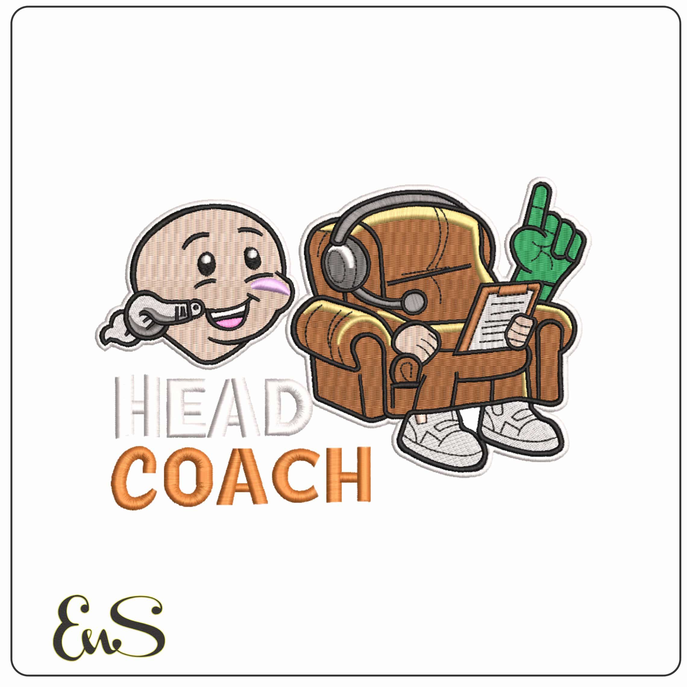 Head Coach - Elegant embroidery design file-instant download