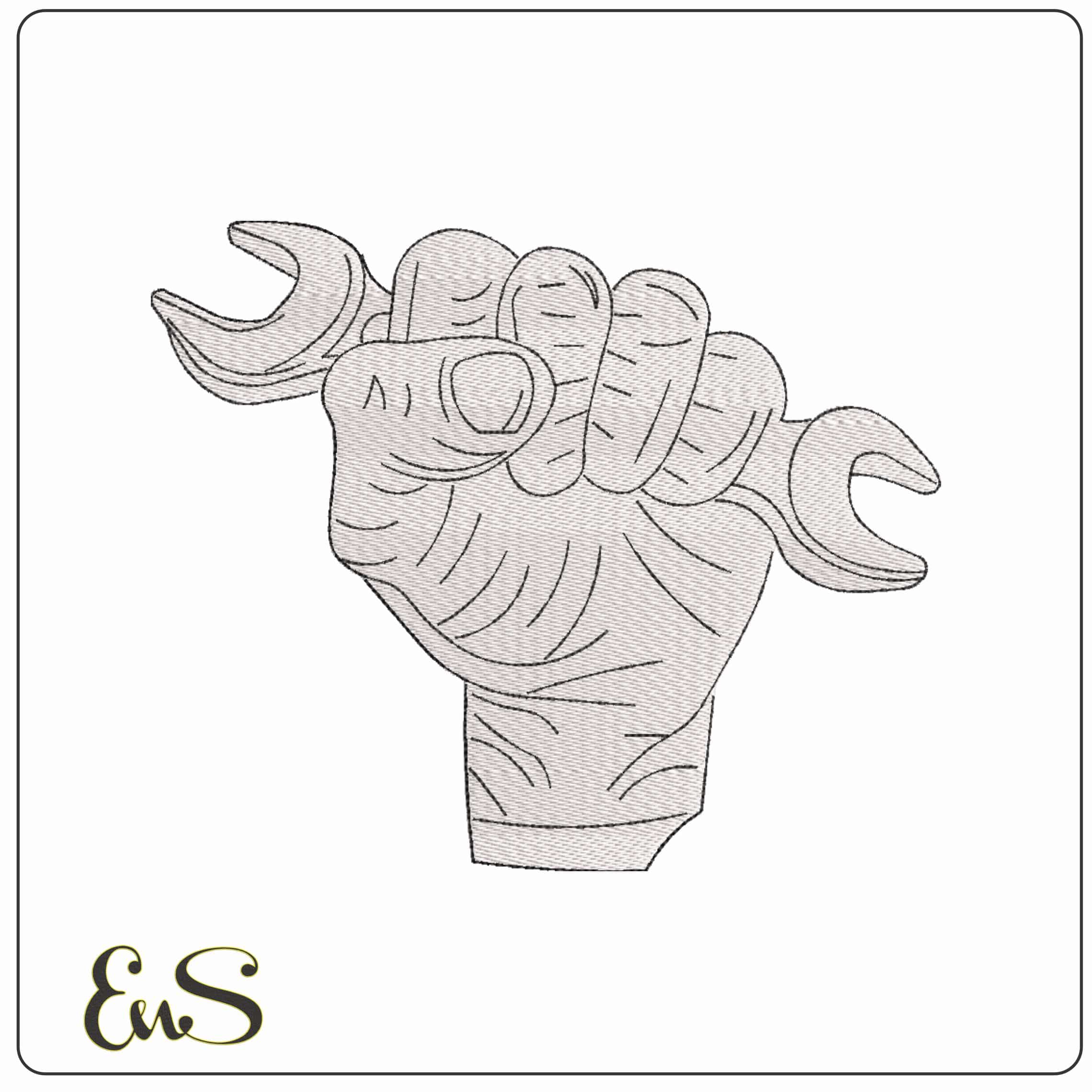 Hand with Wrench - Elegant embroidery design file-instant download