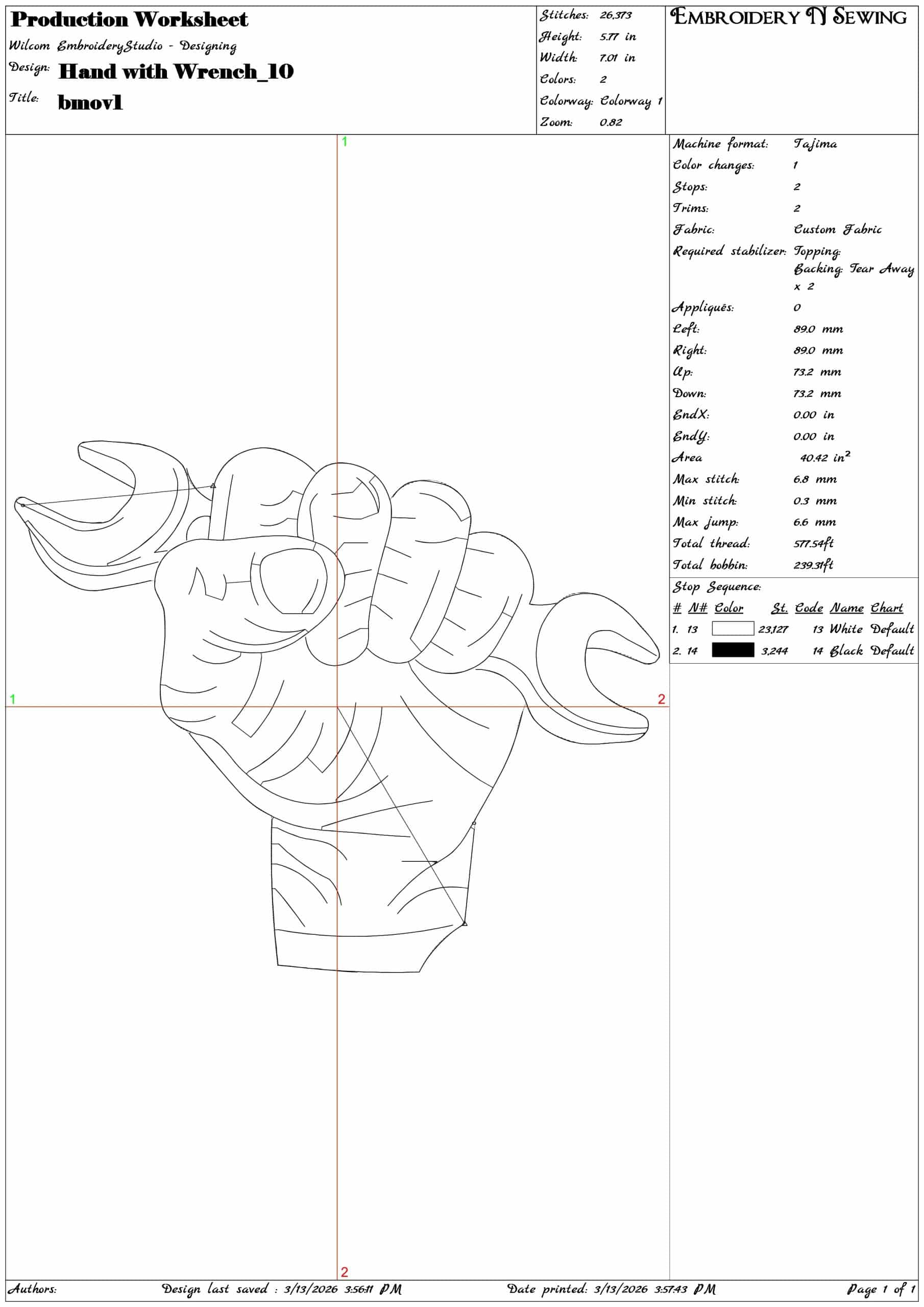 Hand with Wrench - Elegant embroidery design file-instant download — view 3