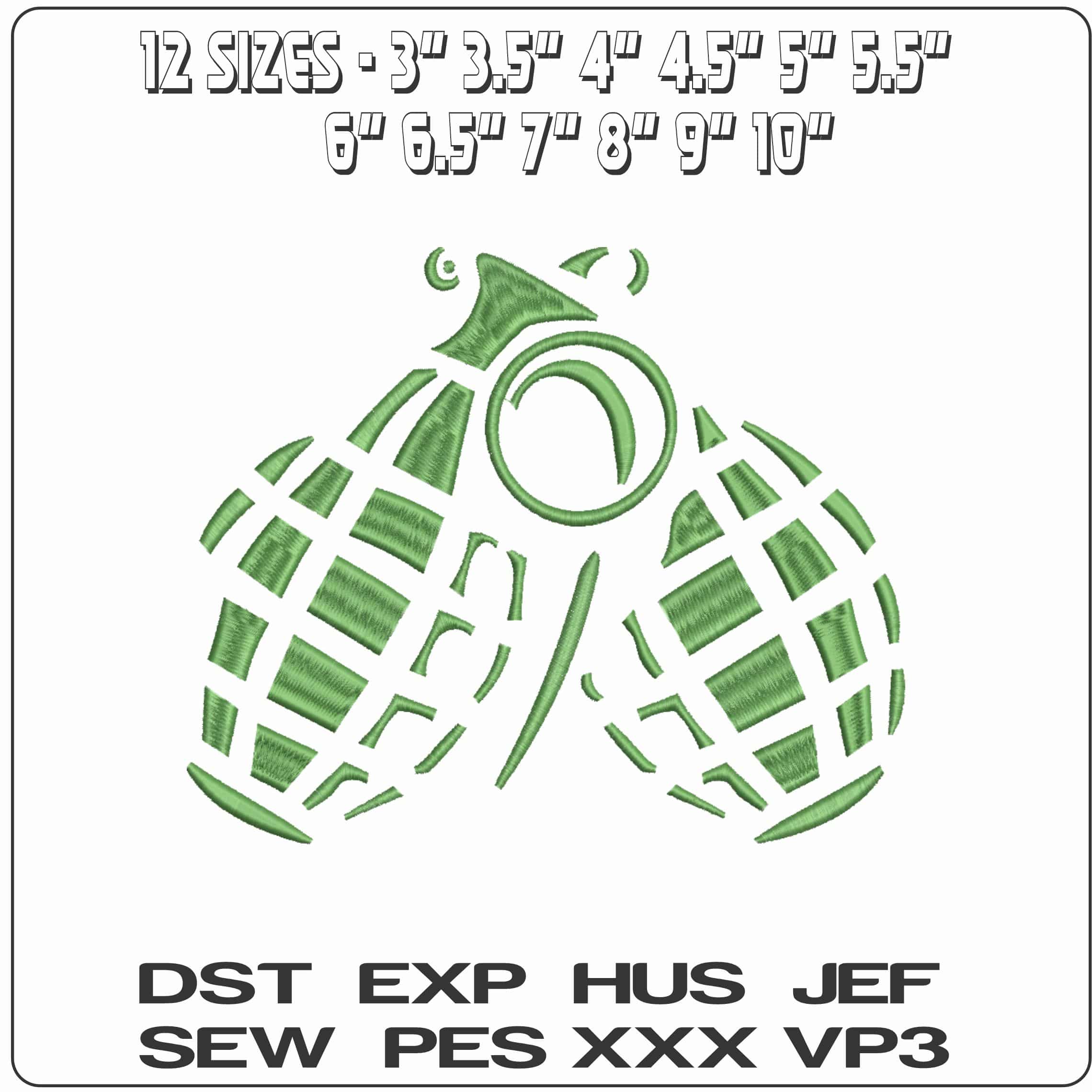 Hand Grenades Shilotte - Elegant embroidery design file-instant download — view 2